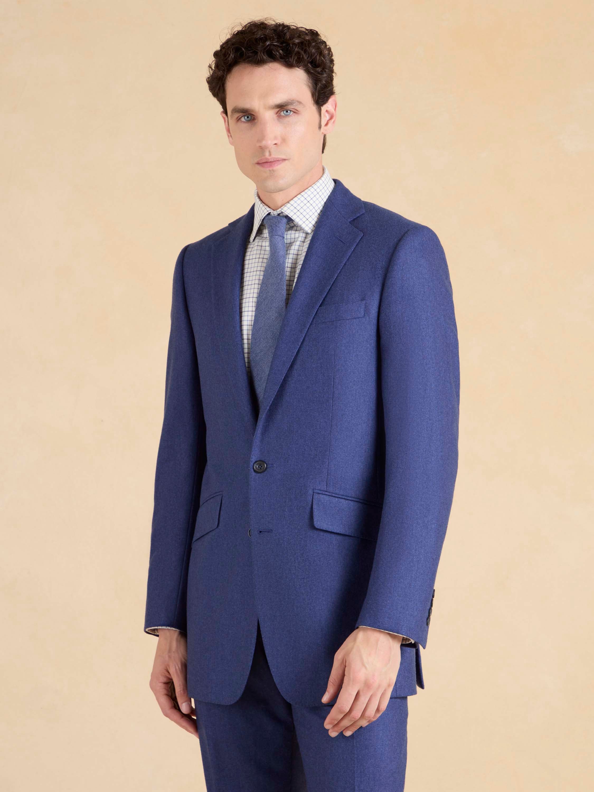 Eaton Jacket - Mid Blue Italian Flannel Wool
