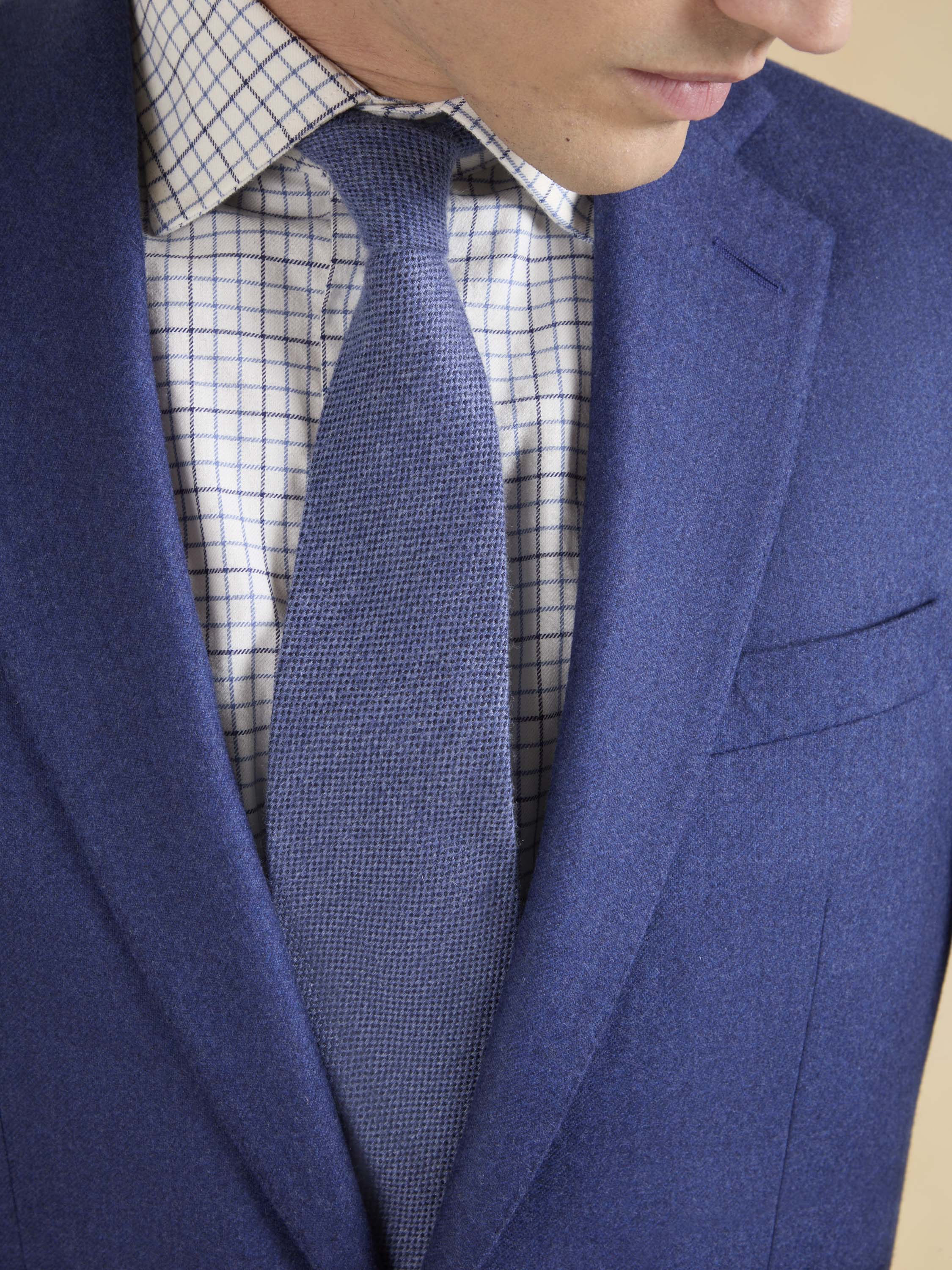 Eaton Jacket - Mid Blue Italian Flannel Wool