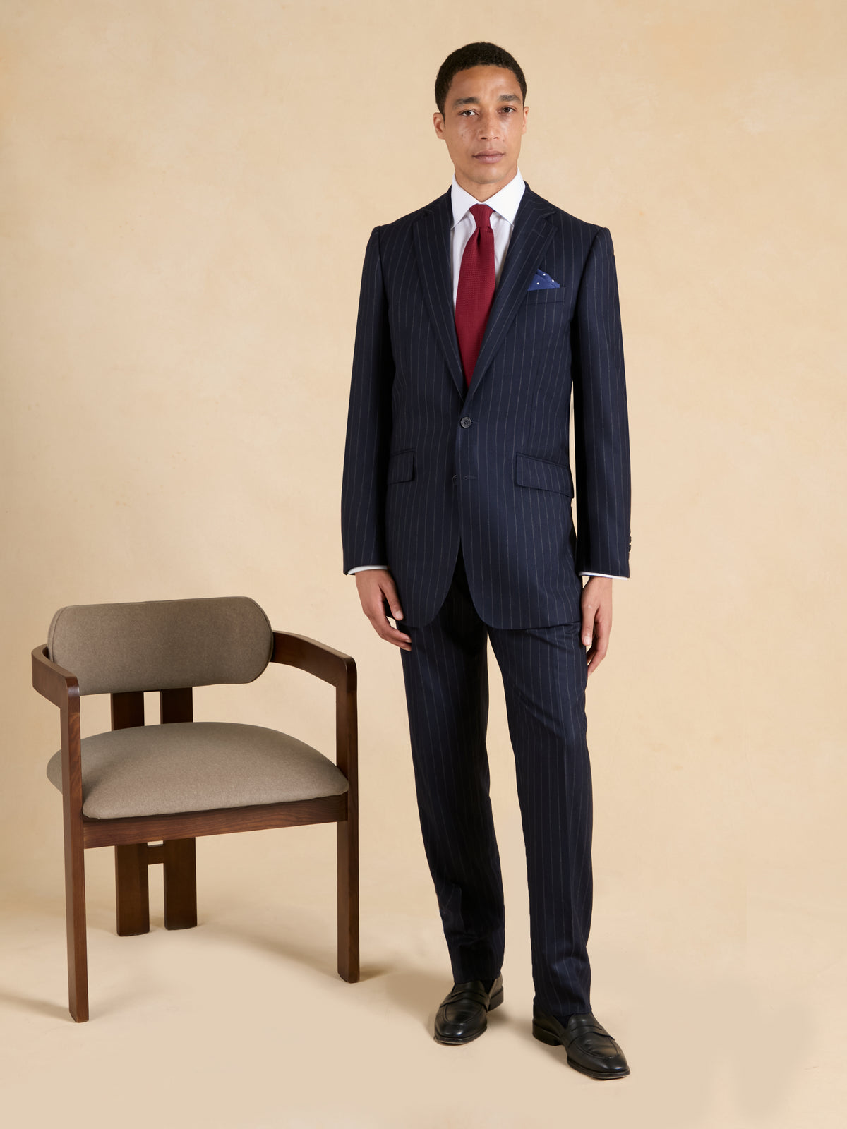 Eaton Suit - Navy Wool Chalk Stripe