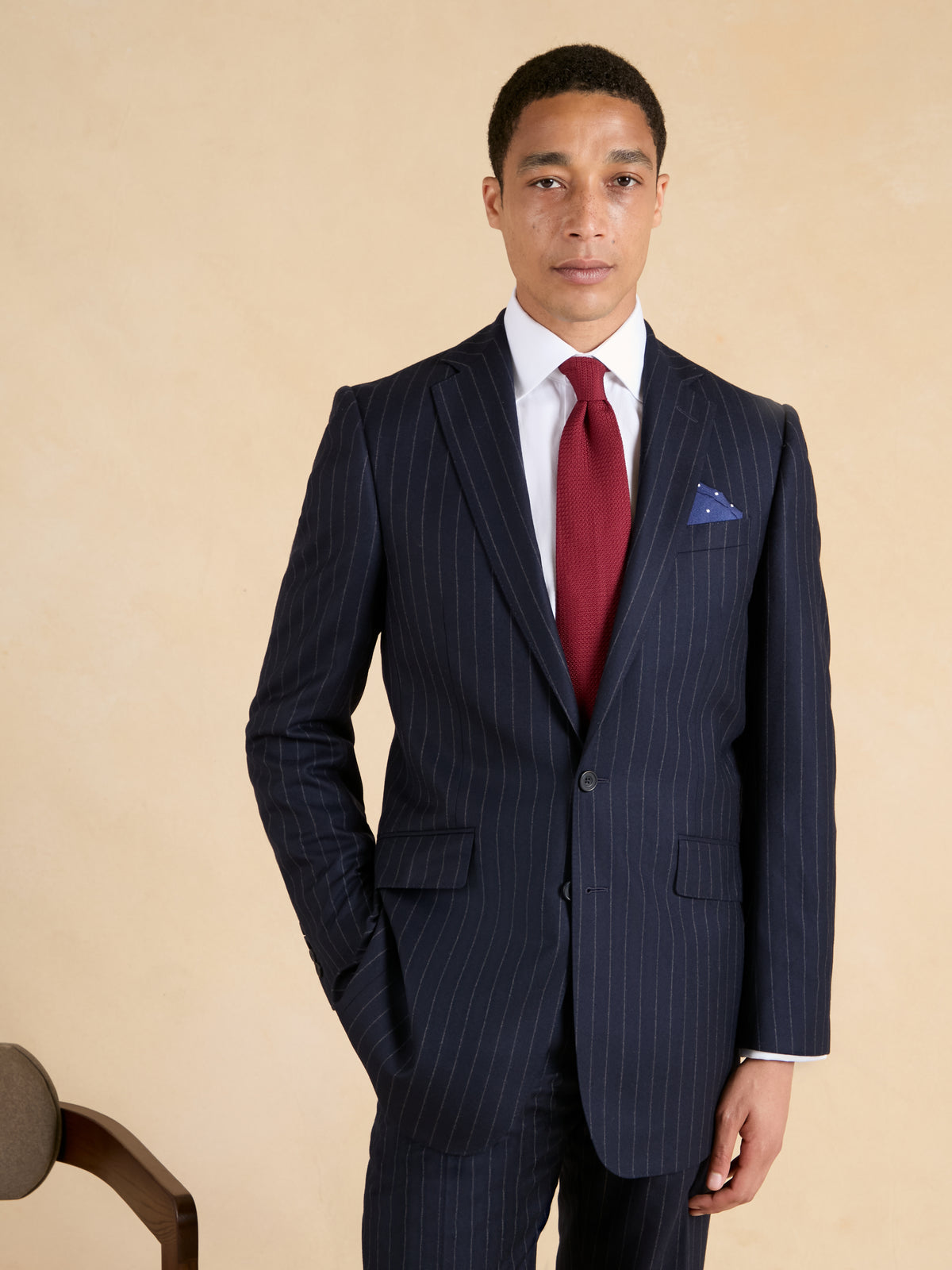 Eaton Suit - Navy Wool Chalk Stripe