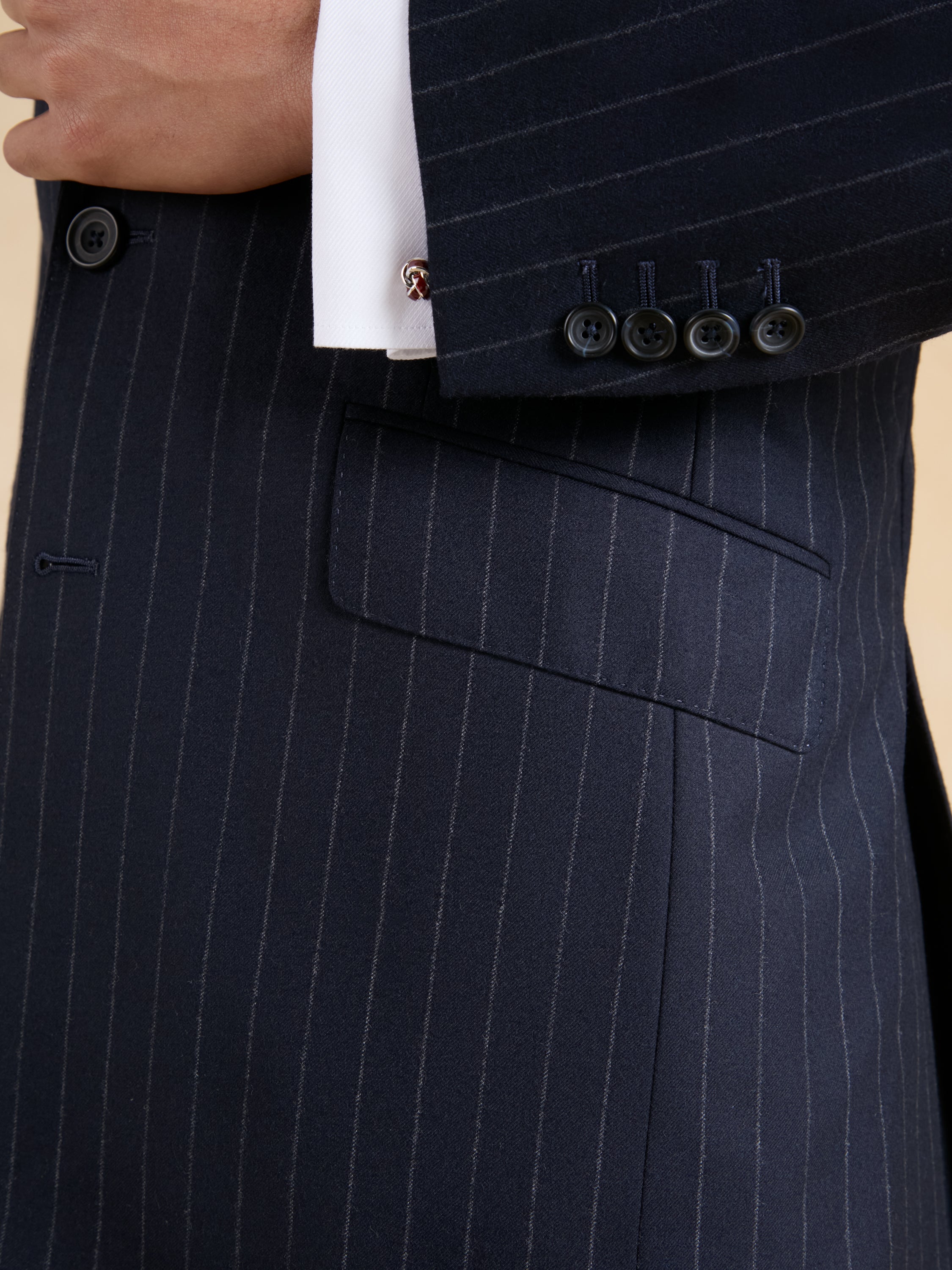 Eaton Jacket – Navy Chalk Stripe Wool