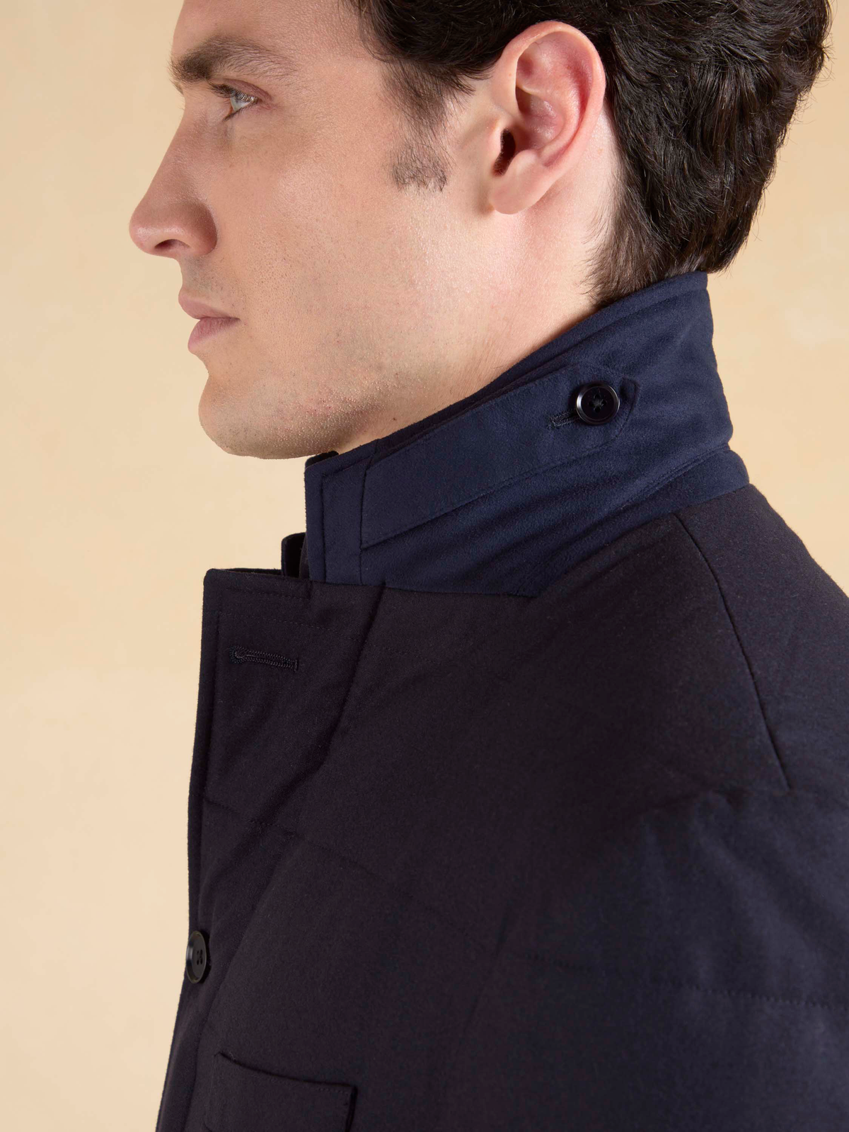 Lennox Quilted Jacket - Navy Italian Wool