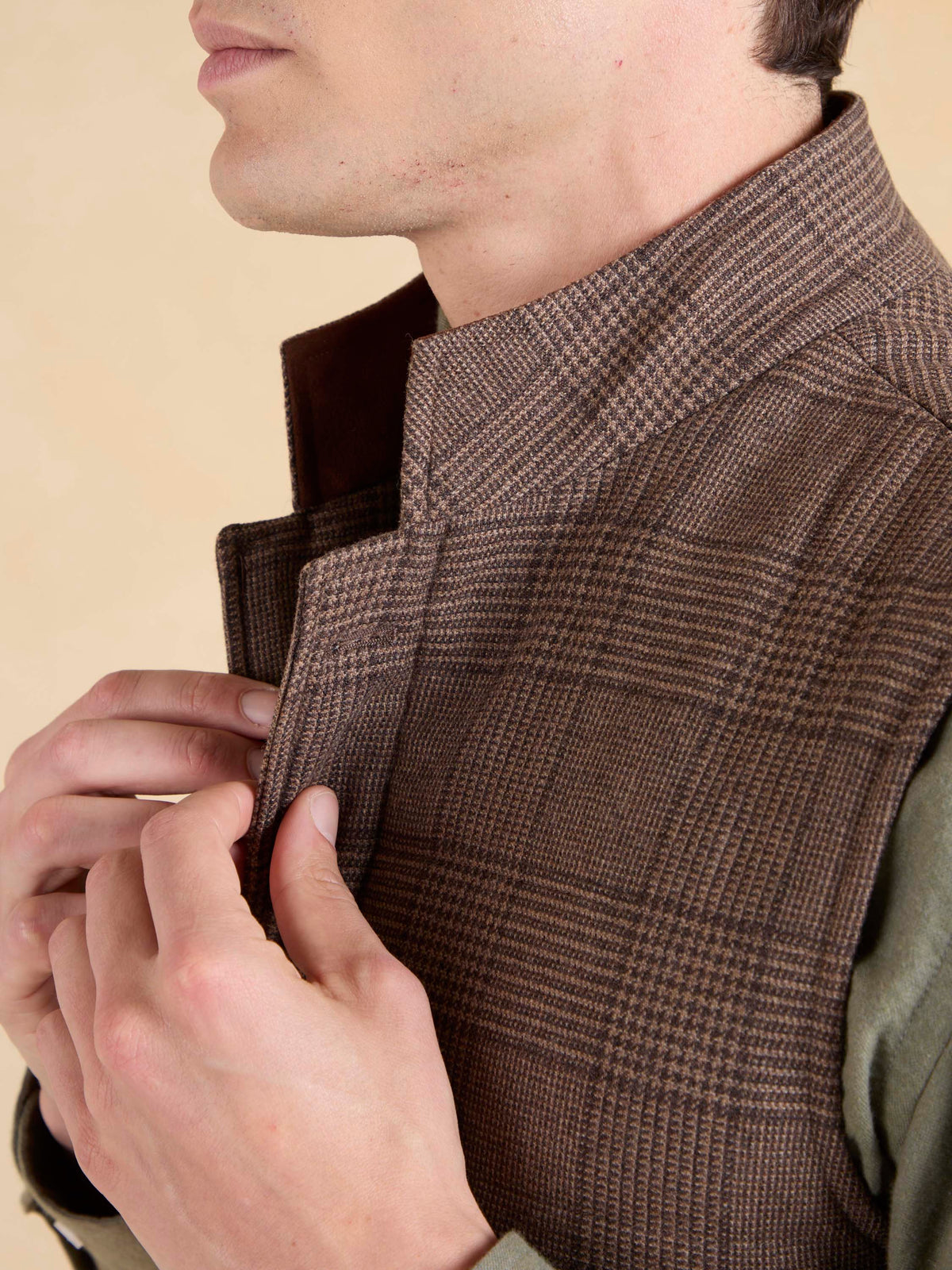 Markham Gilet - Brown Checked Cashmere Blend