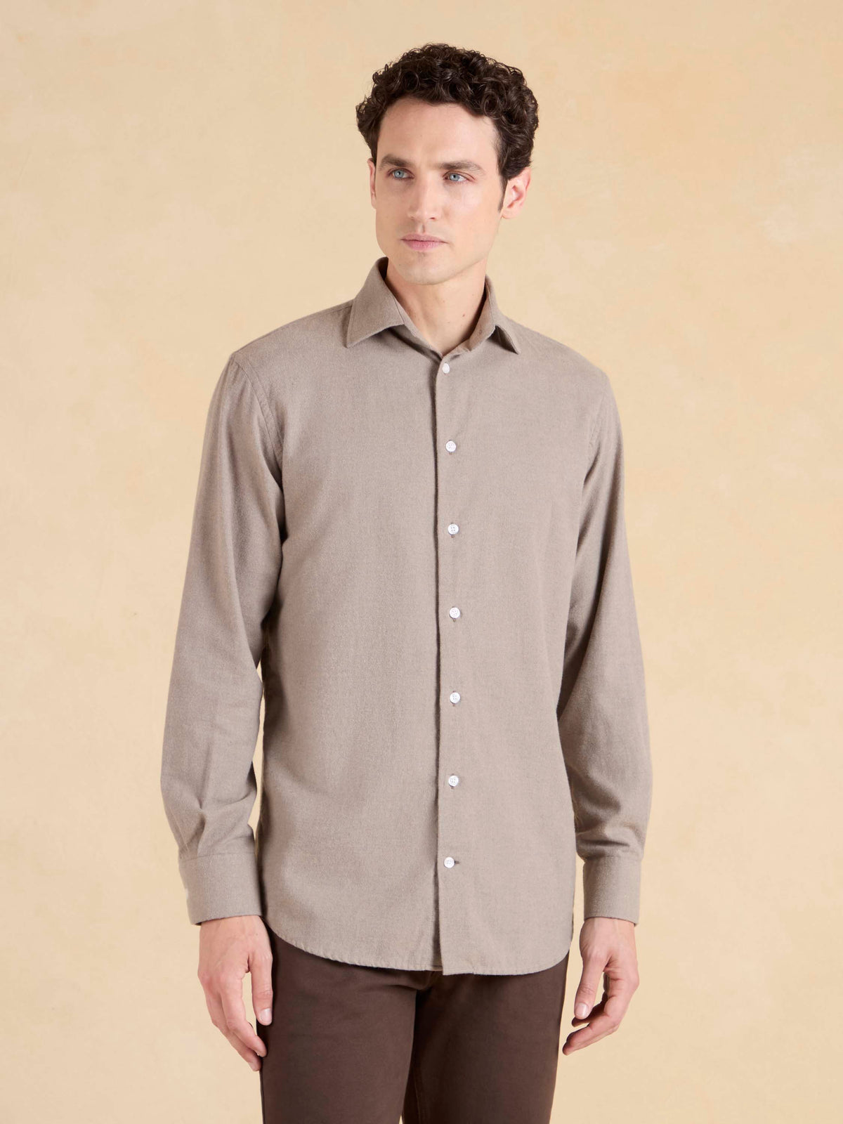 Sloane Shirt - Mink Ultra Soft Brushed Cotton