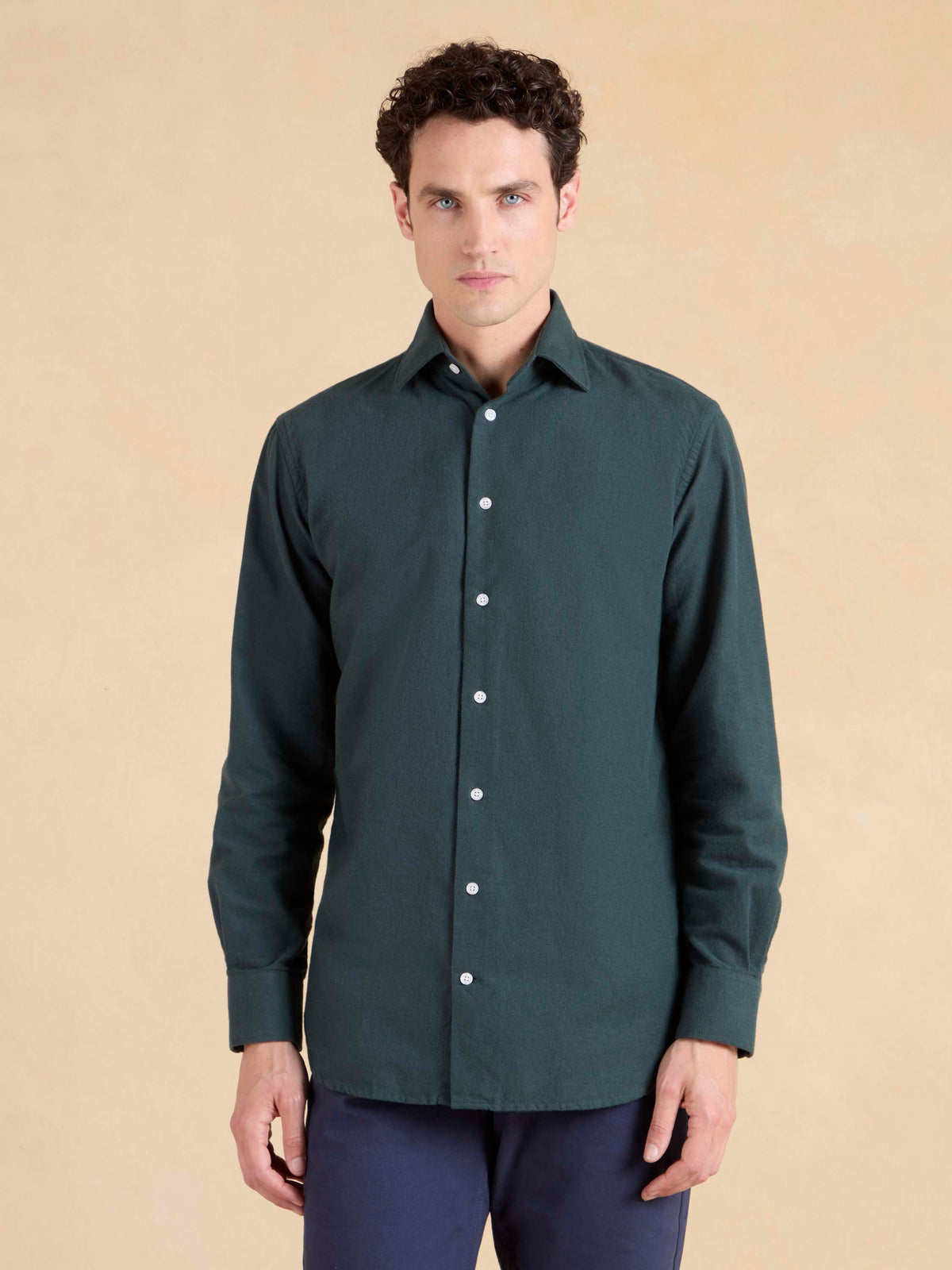 Sloane Shirt - Racing Green Ultra Soft Brushed Cotton