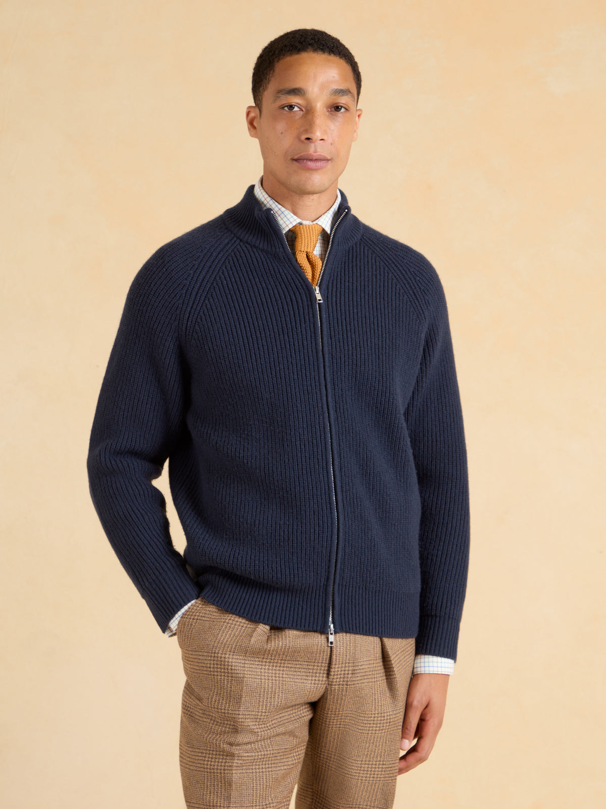 Full Zip Cardigan Lambswool - Navy