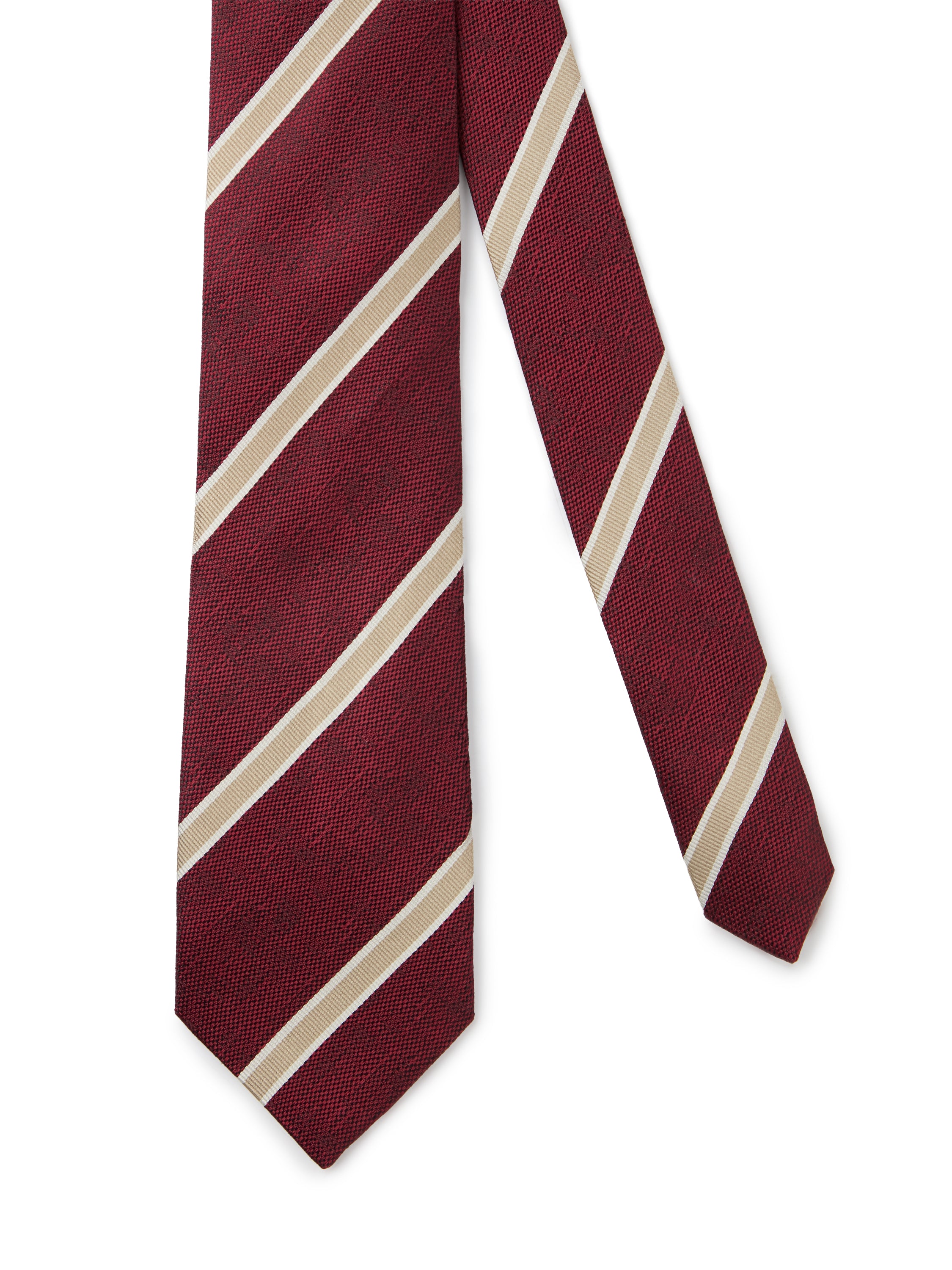 Pure Silk Striped Tie - Burgundy