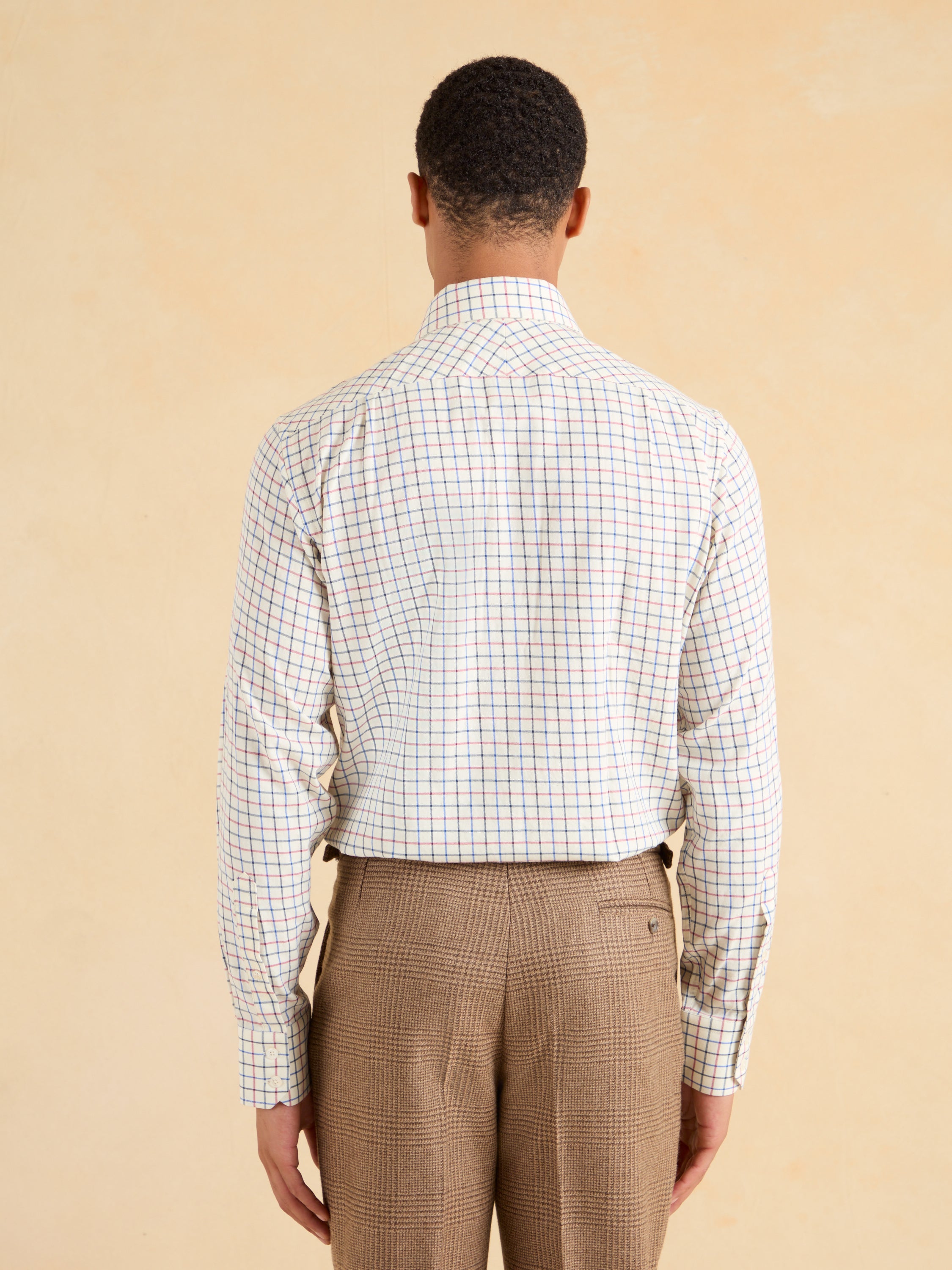 City Tattersall Shirt - Red and Navy Brushed Cotton