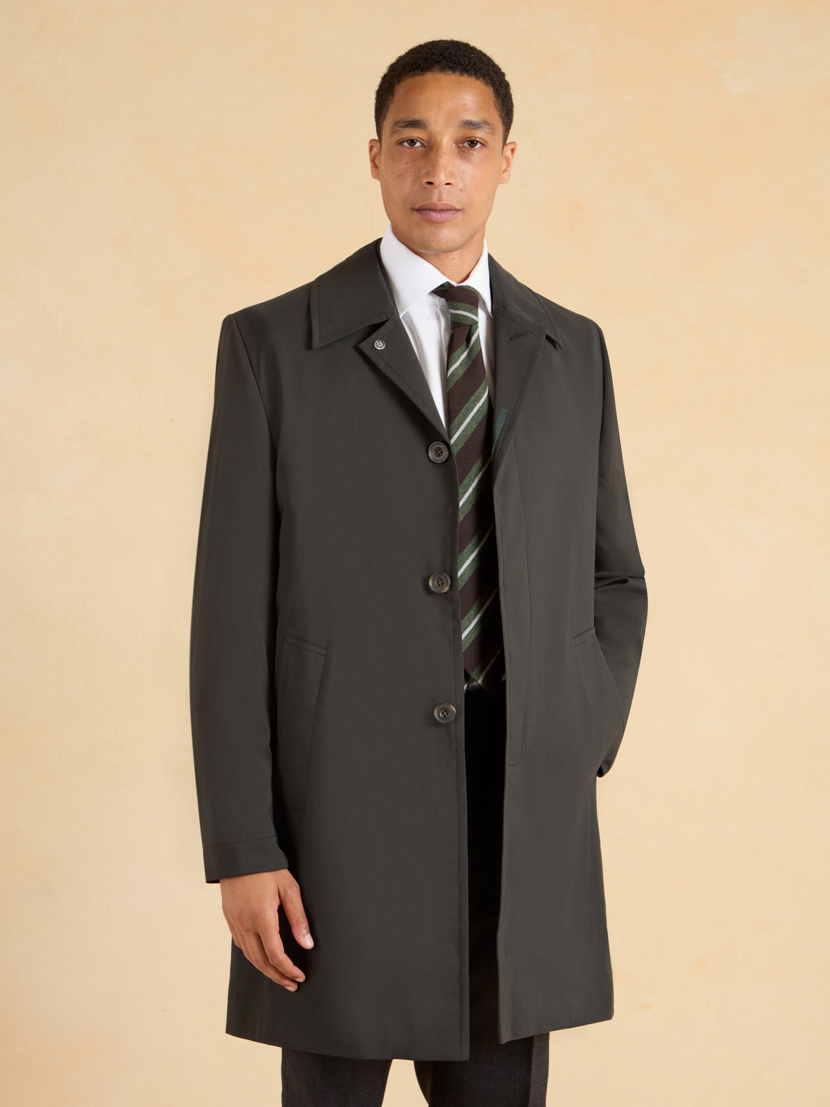 Elvaston Raincoat Loro Piana Rain System - Dark Olive