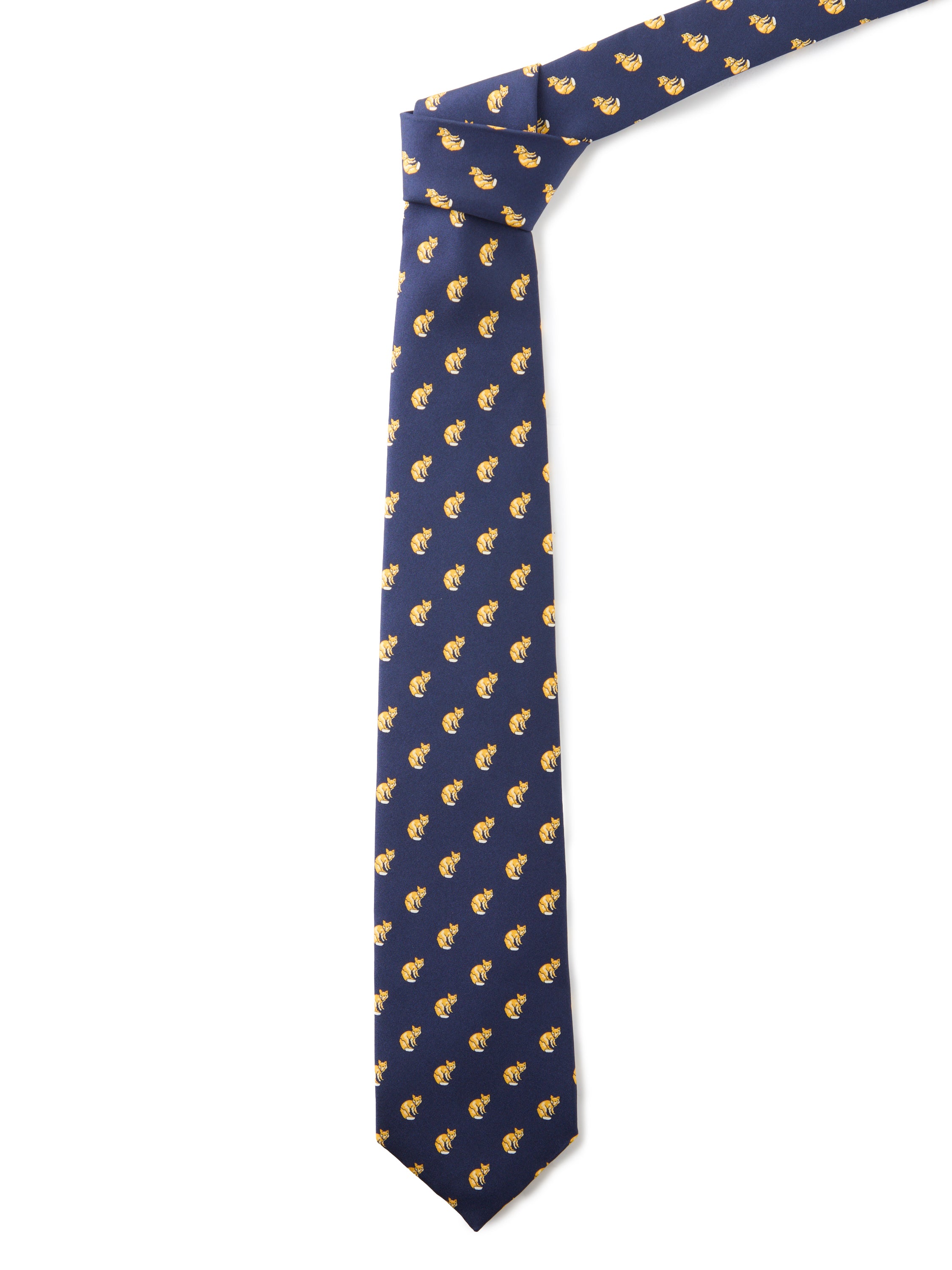 Pure Silk Fox Tie - Navy