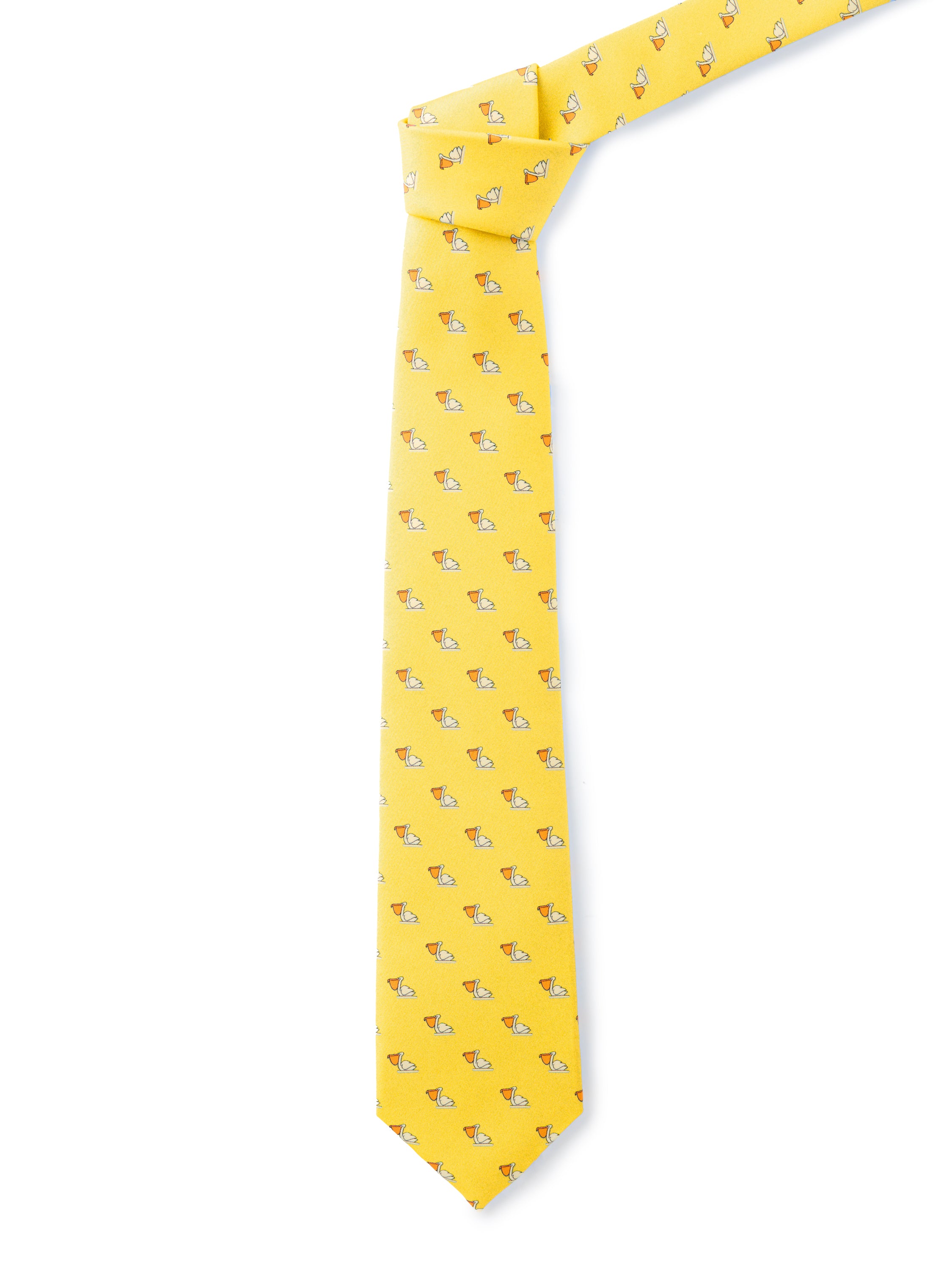 Pure Silk Pelican Tie - Pale Yellow