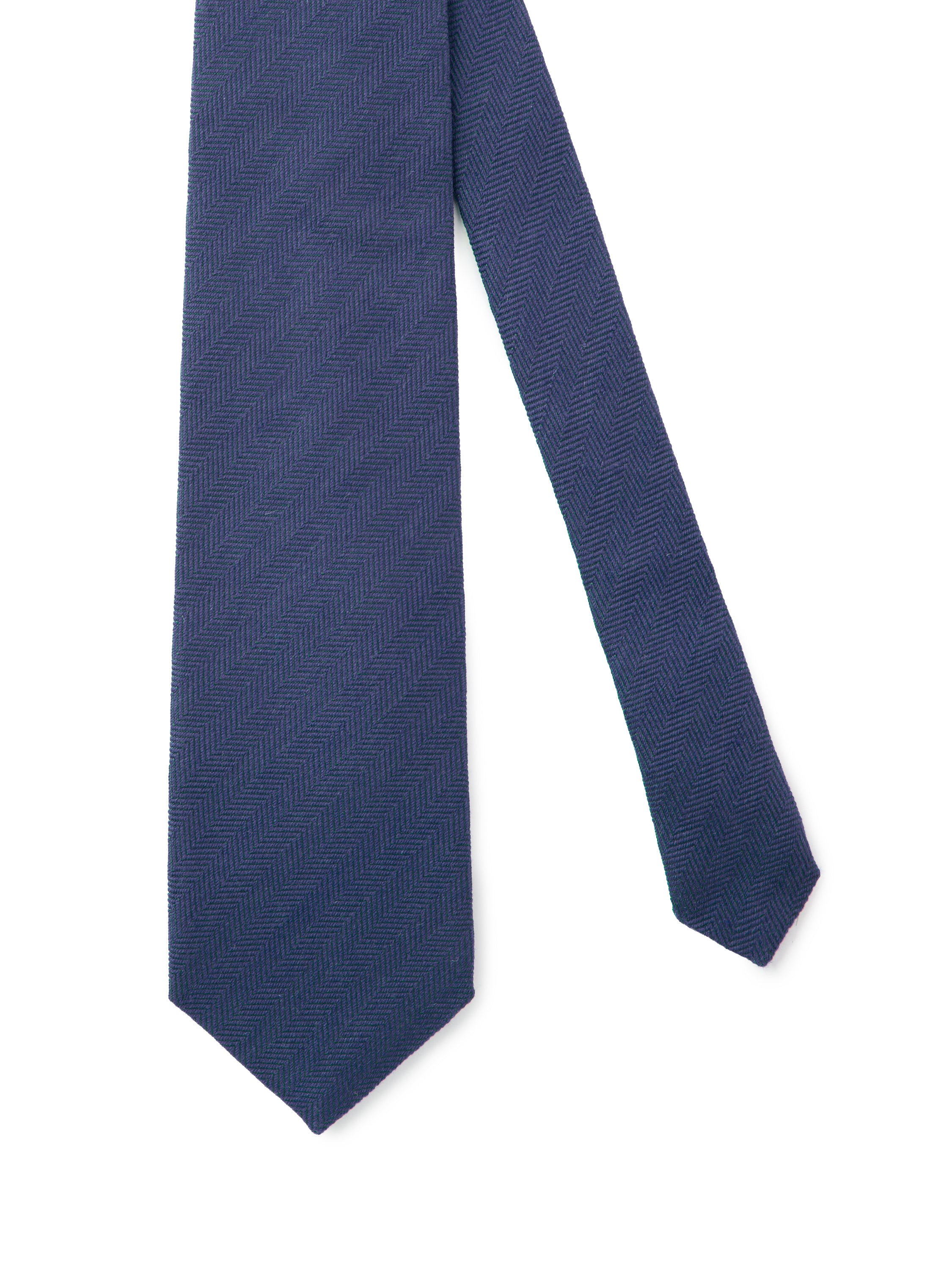 Wool & Silk Herringbone Tie - Blue