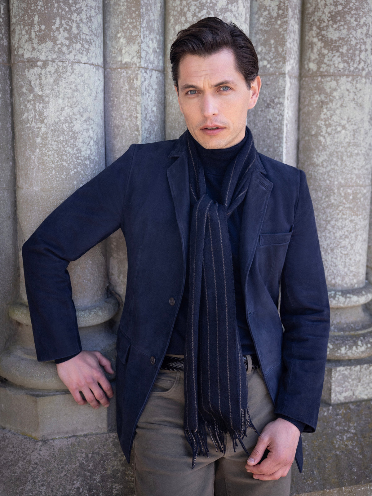 Fitzroy Jacket - Navy Suede Leather