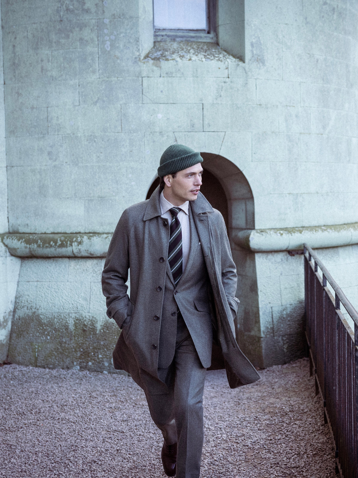 Ranelagh Overcoat - Sage Marl Cashmere Blend Tweed