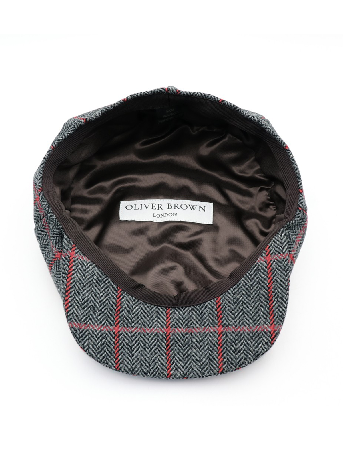 Shelby Herringbone Overcheck Tweed Cap - Grey