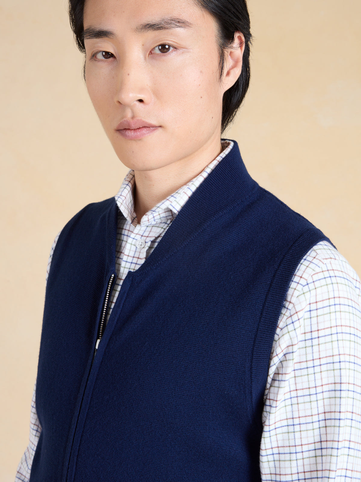 Alderton Knitted Gilet - Navy Merino Wool