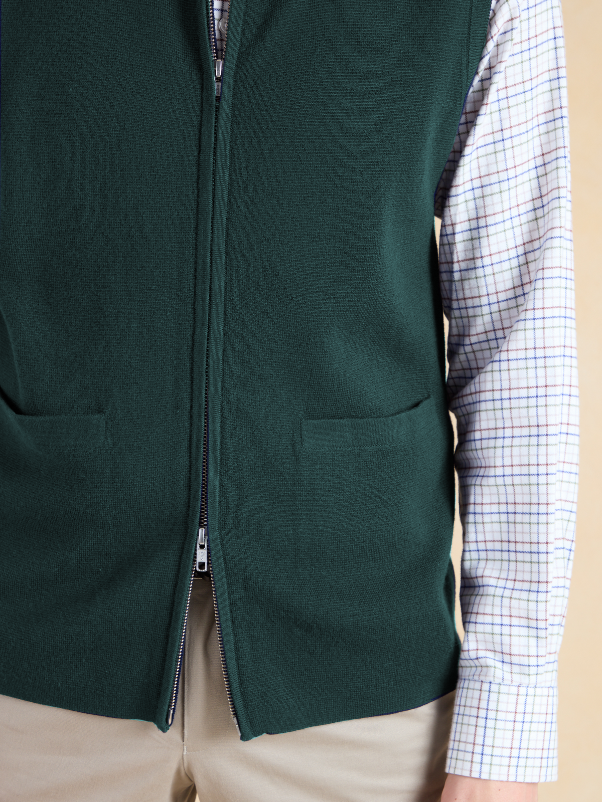 Alderton Knitted Gilet - Bottle Green Merino Wool