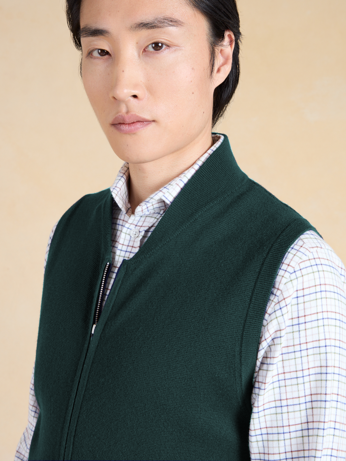 Alderton Knitted Gilet - Bottle Green Merino Wool