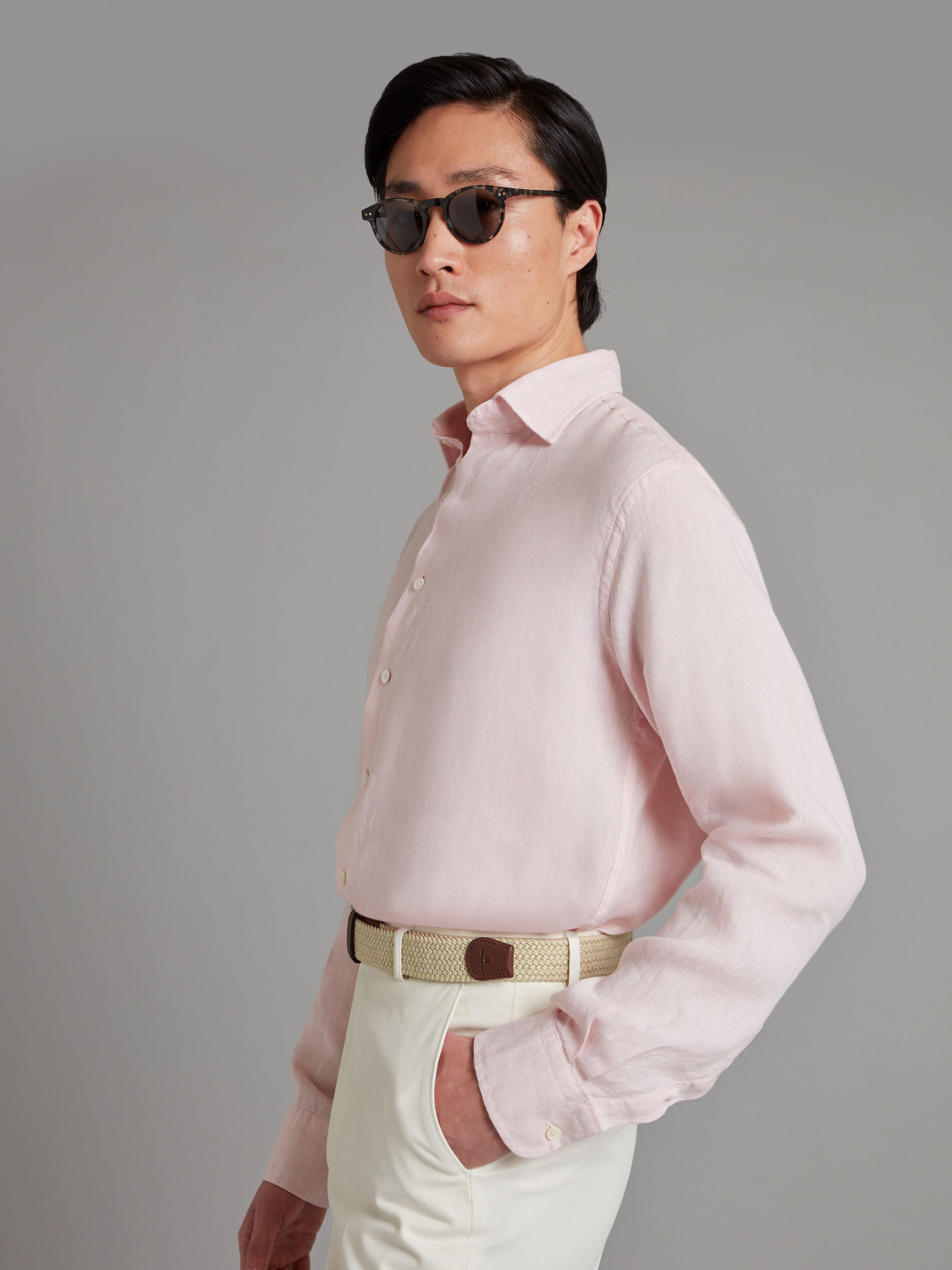 Amalfi Linen Shirt - Pale Pink
