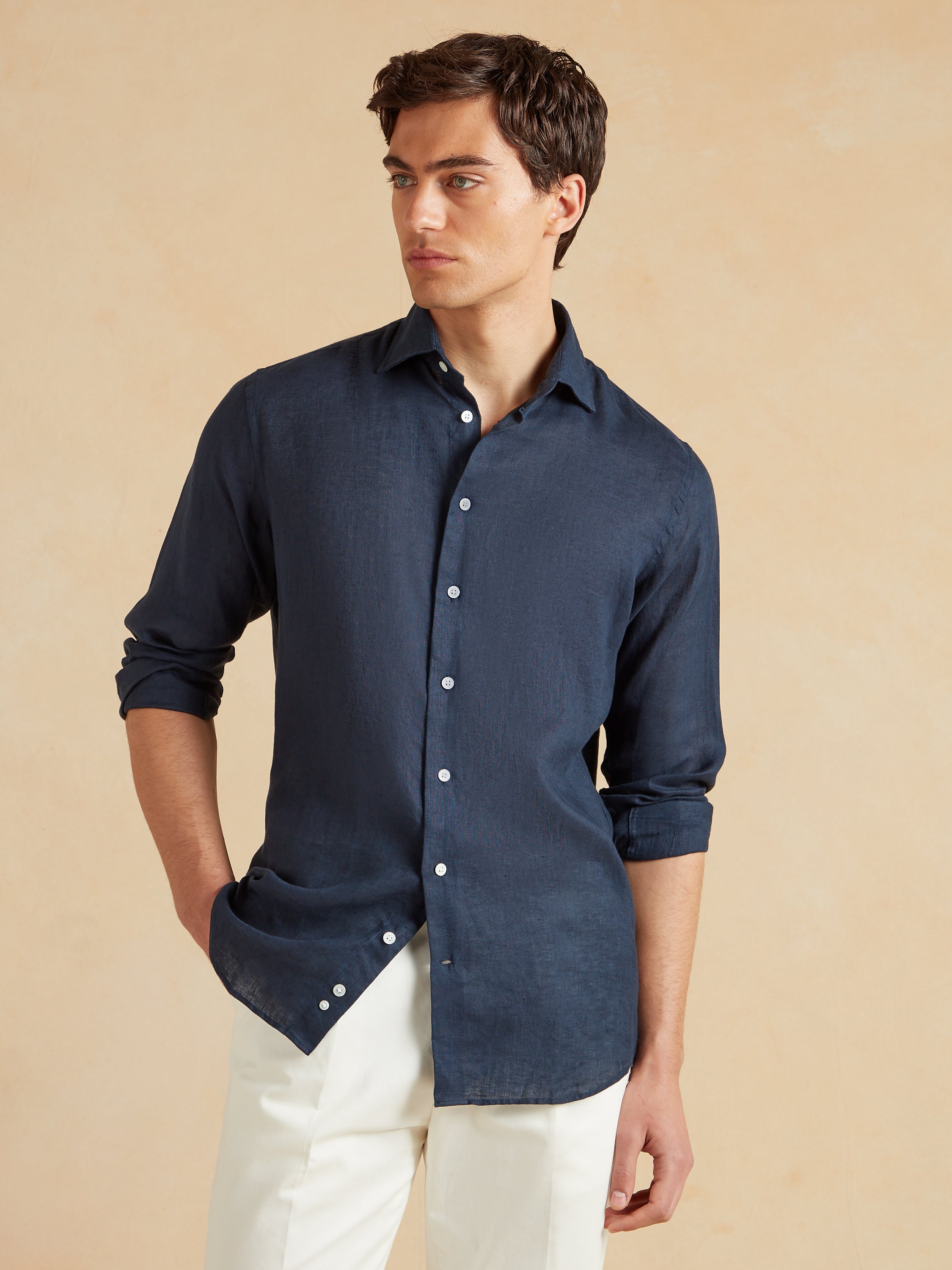 Amalfi Linen Shirt - Navy