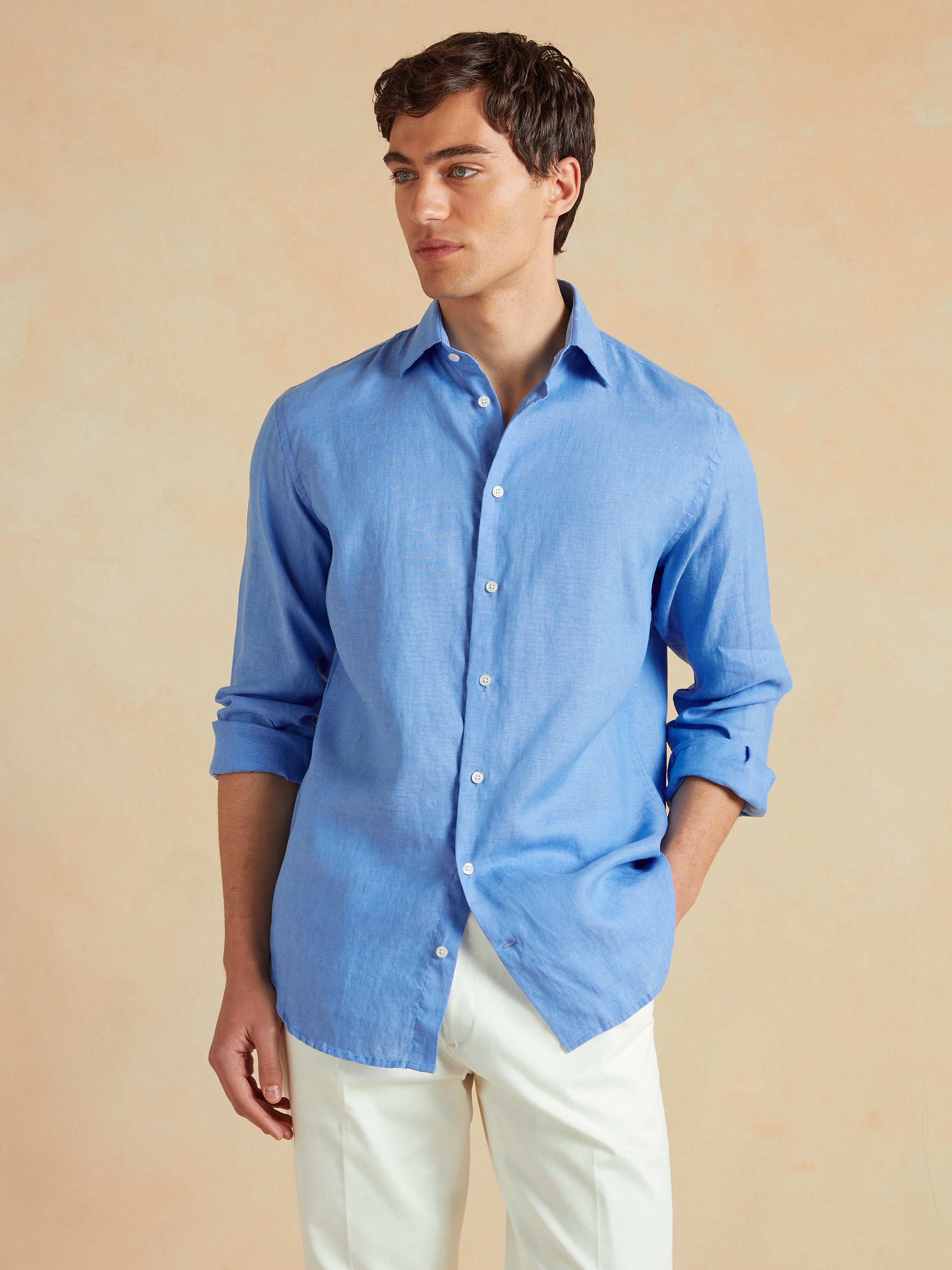 Amalfi Linen Shirt - Ocean Blue