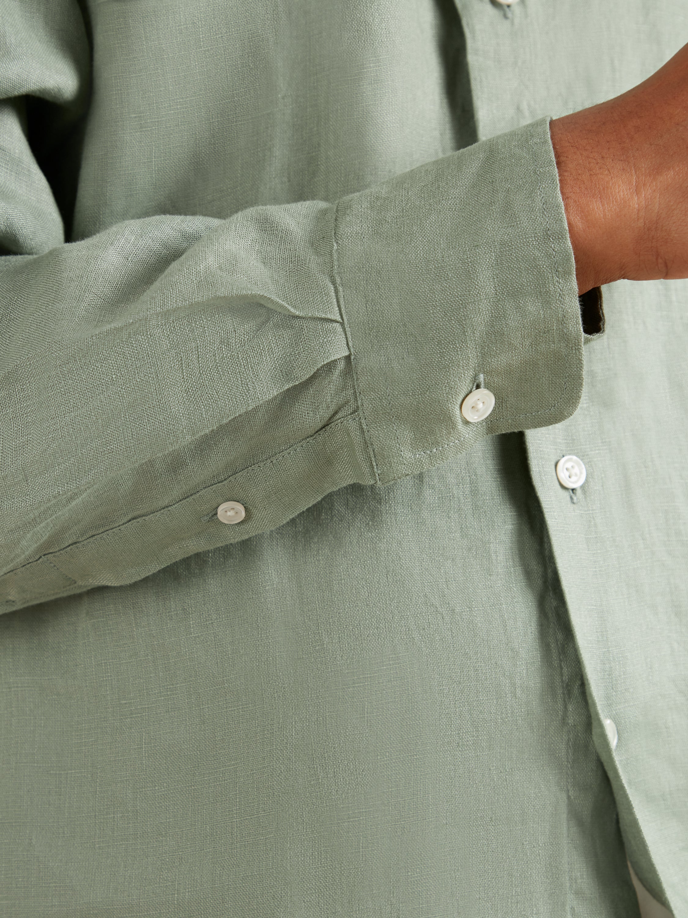 Amalfi Linen Shirt - Sage Green