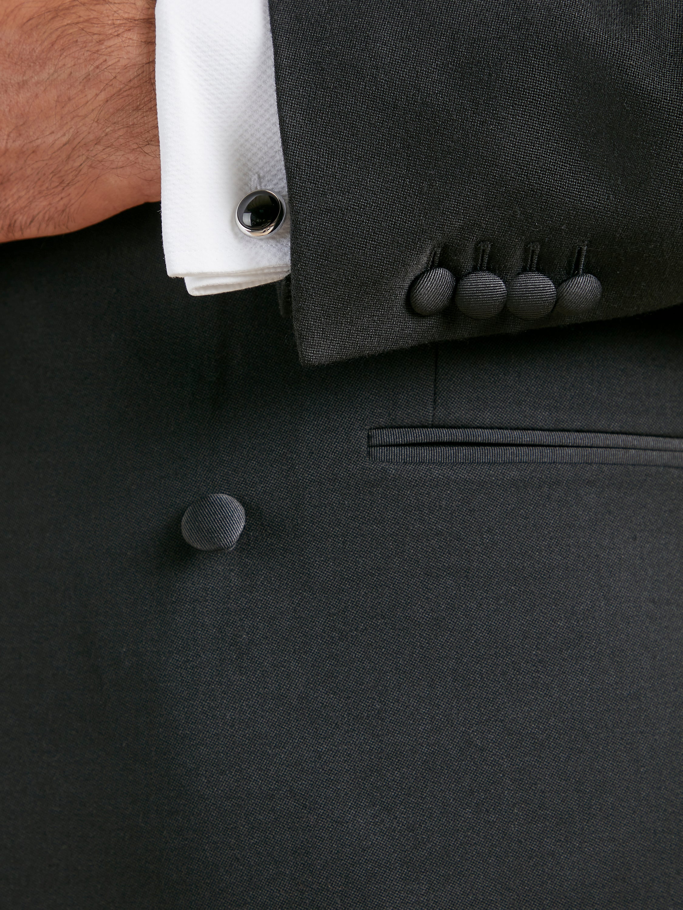 Dinner Jacket Hire - Double-Breasted Black Barathea Wool