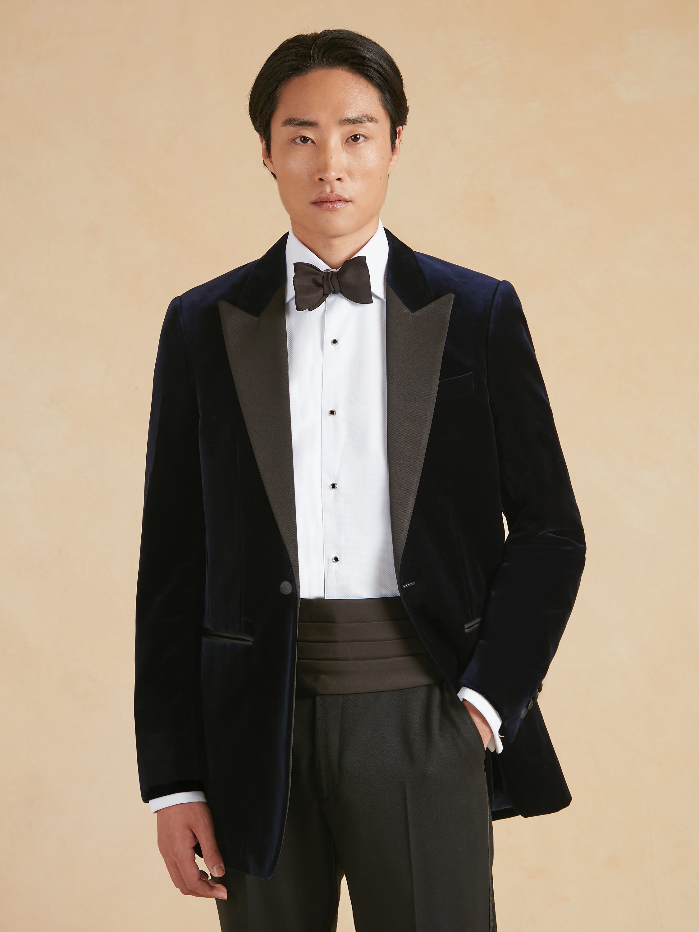 Carlyle Smoking Jacket - Navy Velvet