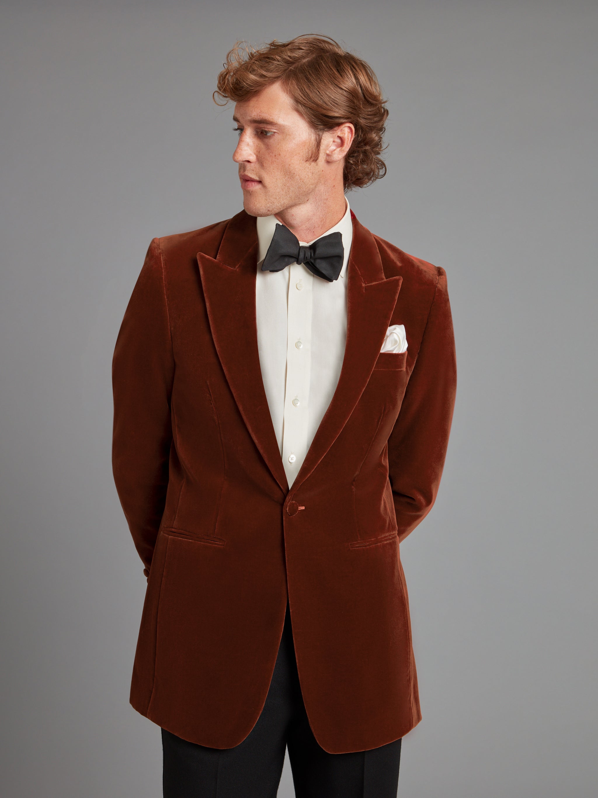 Carlyle Jacket Burnt Orange Velvet Men's Smoking Jackets