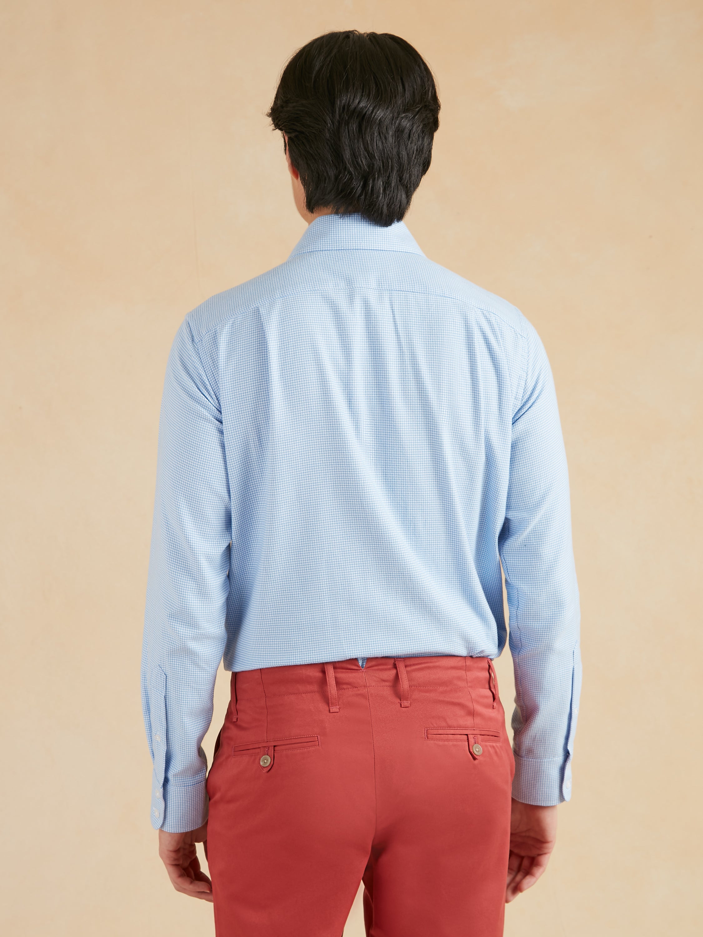 Cashmere Blend Puppytooth Shirt - Blue