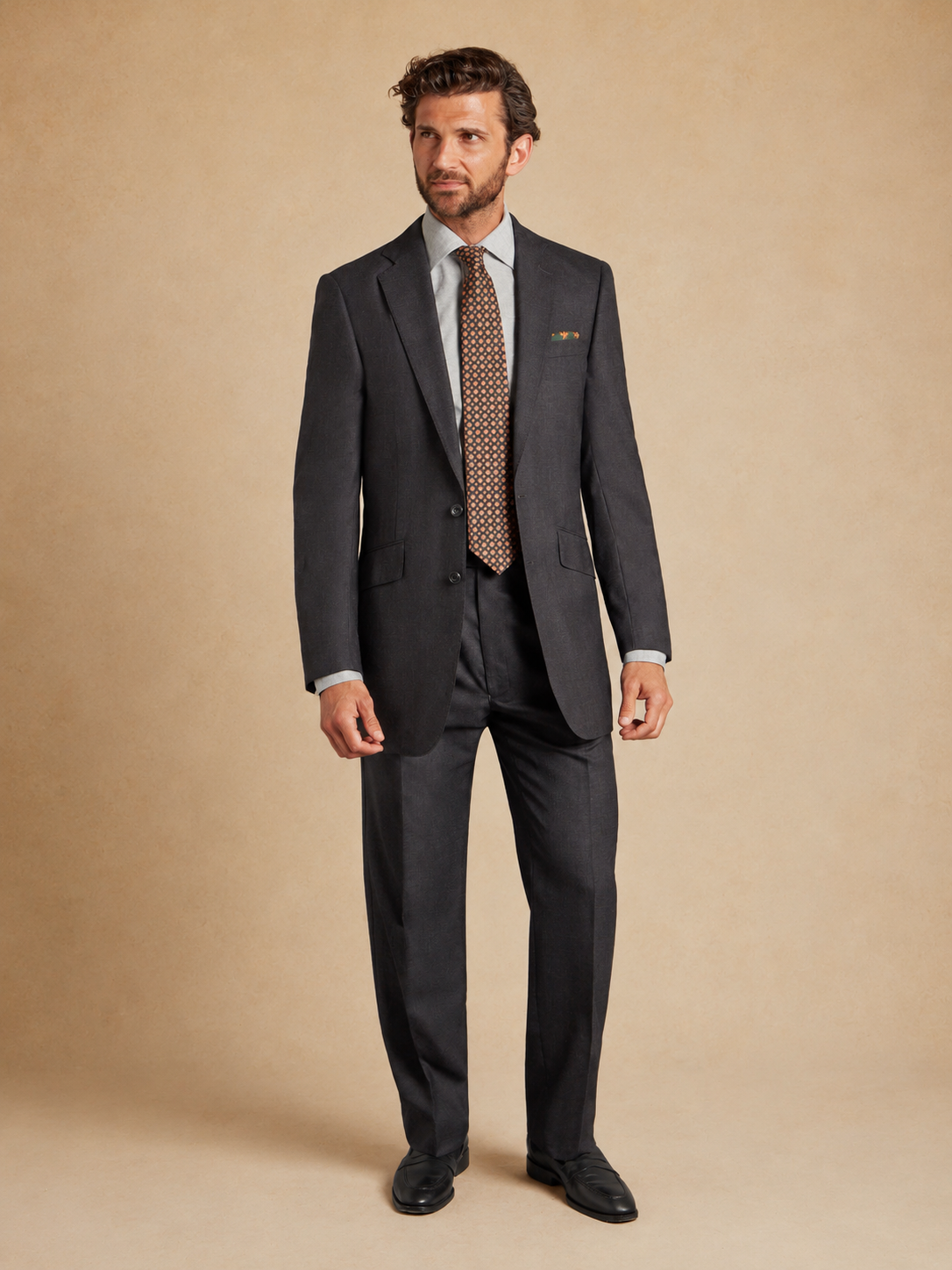 Eaton Classic Fit Suit - Grey Plain Weave Lightweight Wool | Men's