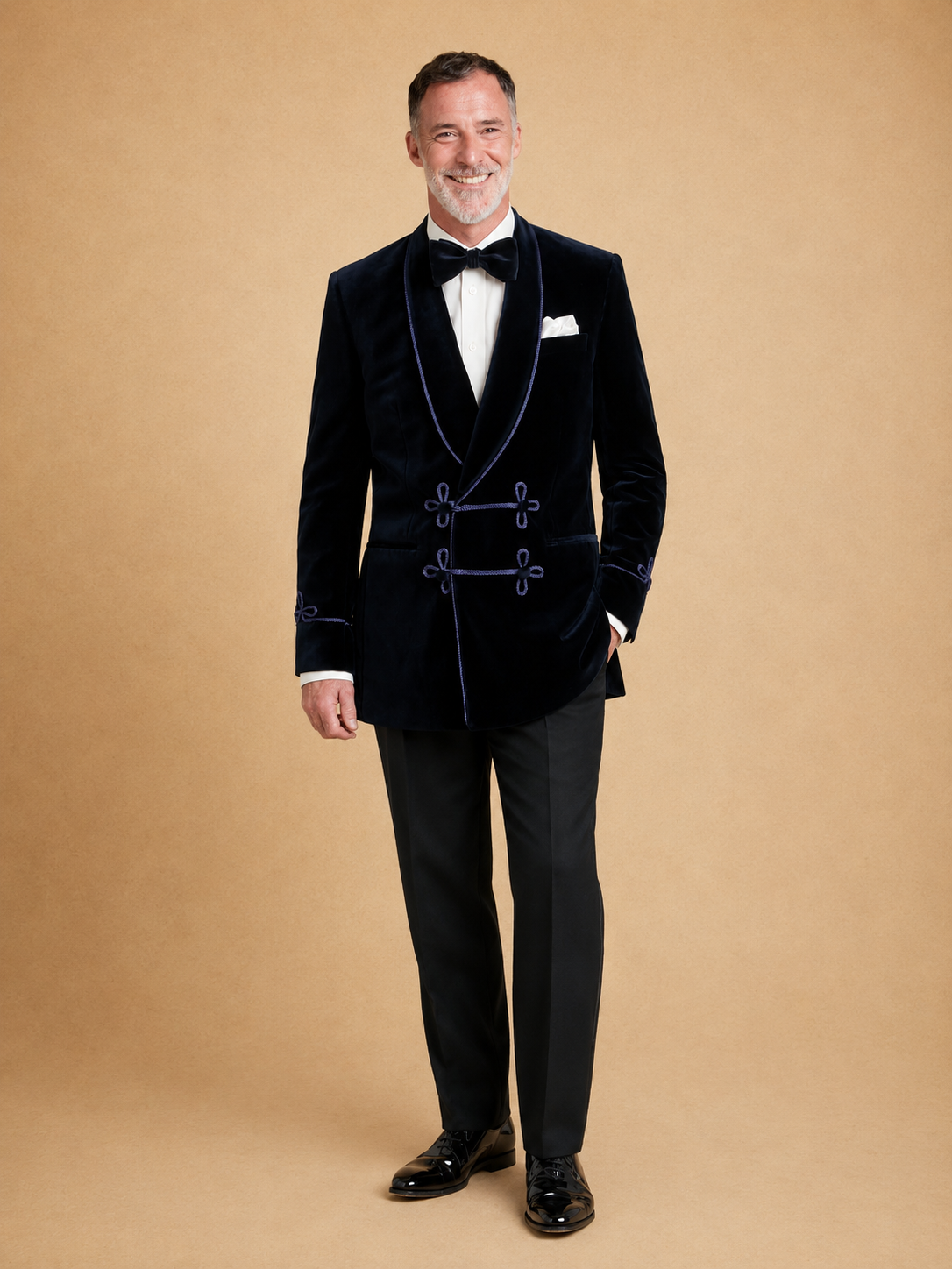 Caversham Smoking Jacket - Navy Velvet