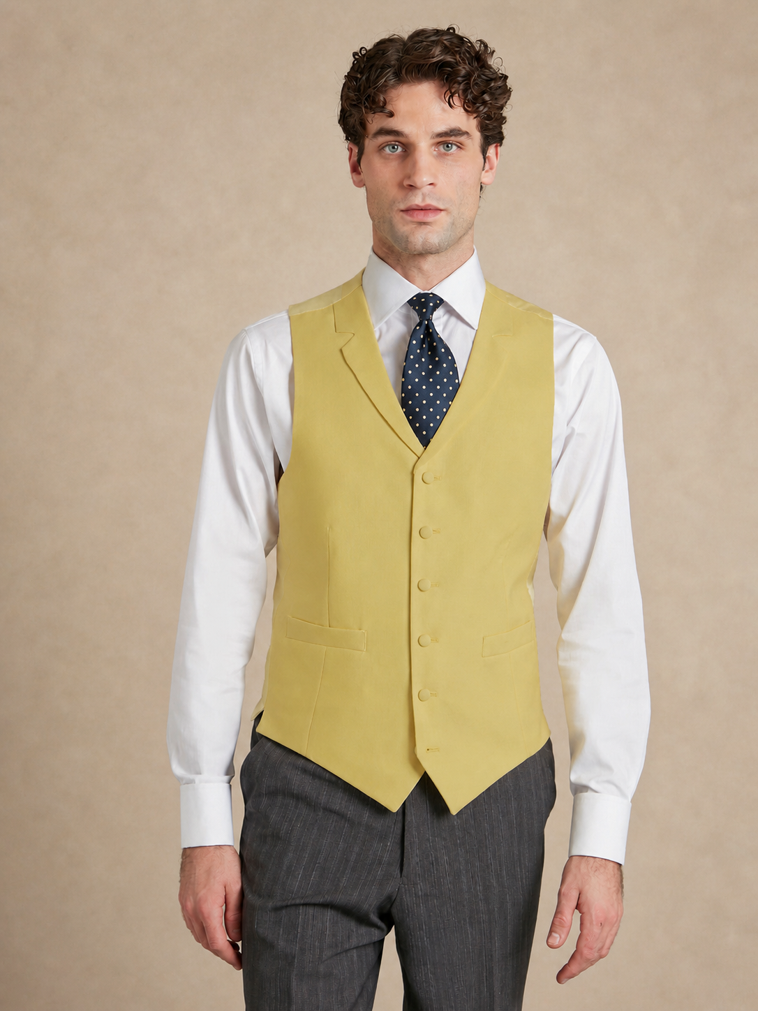 Single Breasted Wool Waistcoat - Yellow