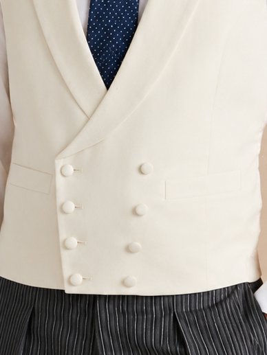 Double Breasted Wool Waistcoat - Cream