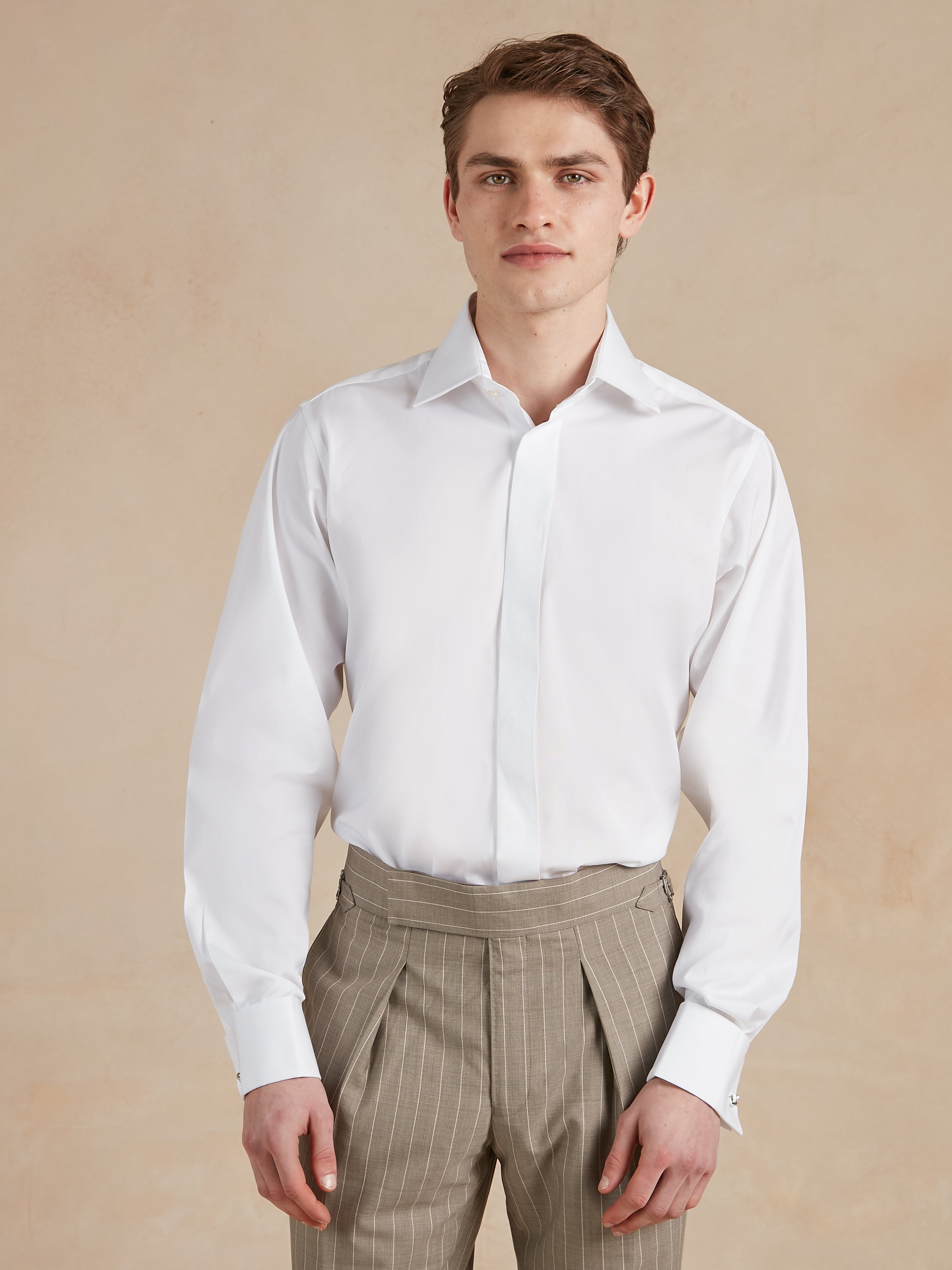 City Shirt Covered Placket Poplin - White