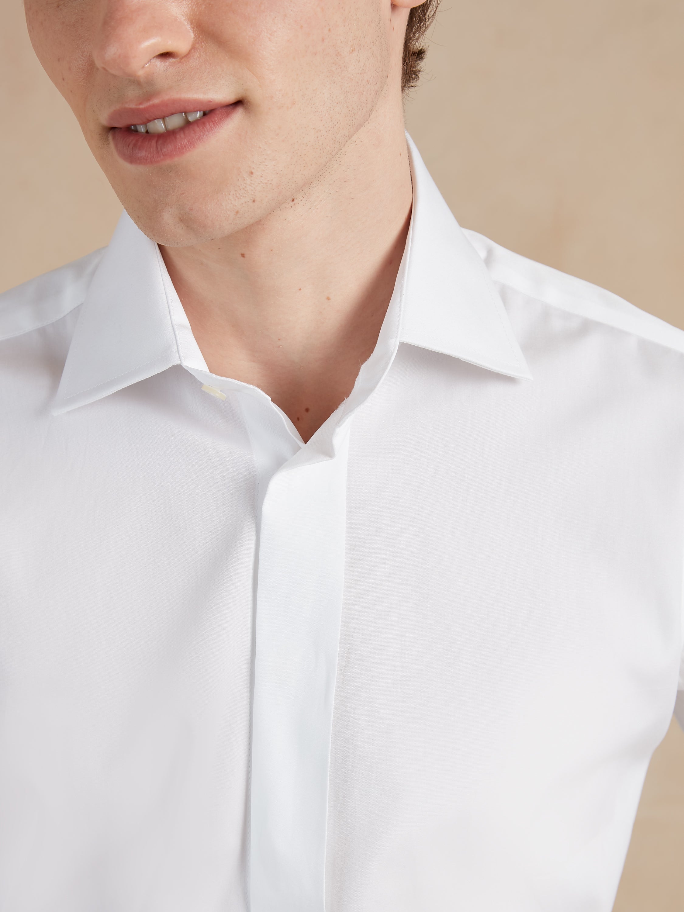 City Shirt Covered Placket Poplin - White