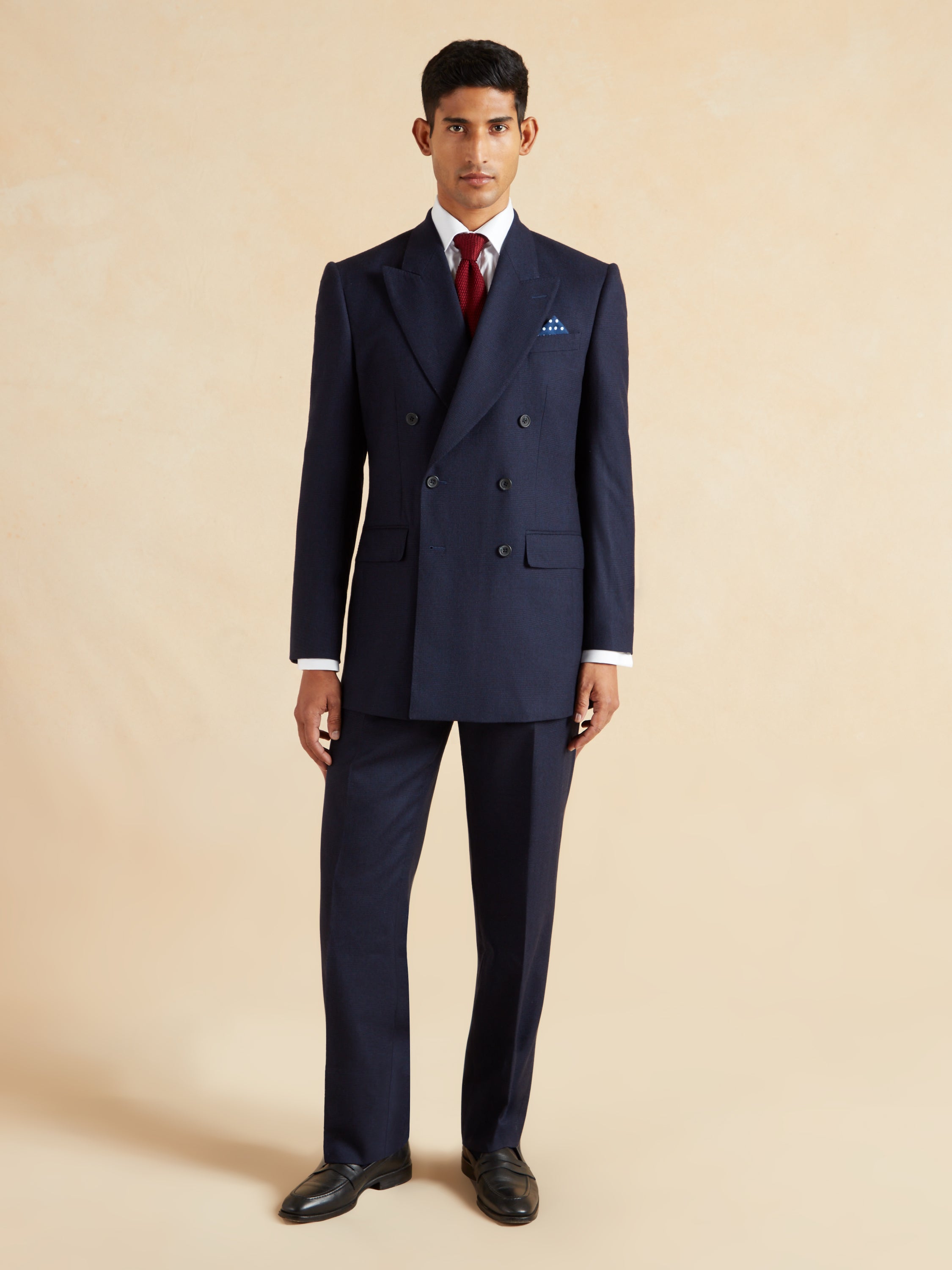 Double Breasted Clarence Suit - Navy Check