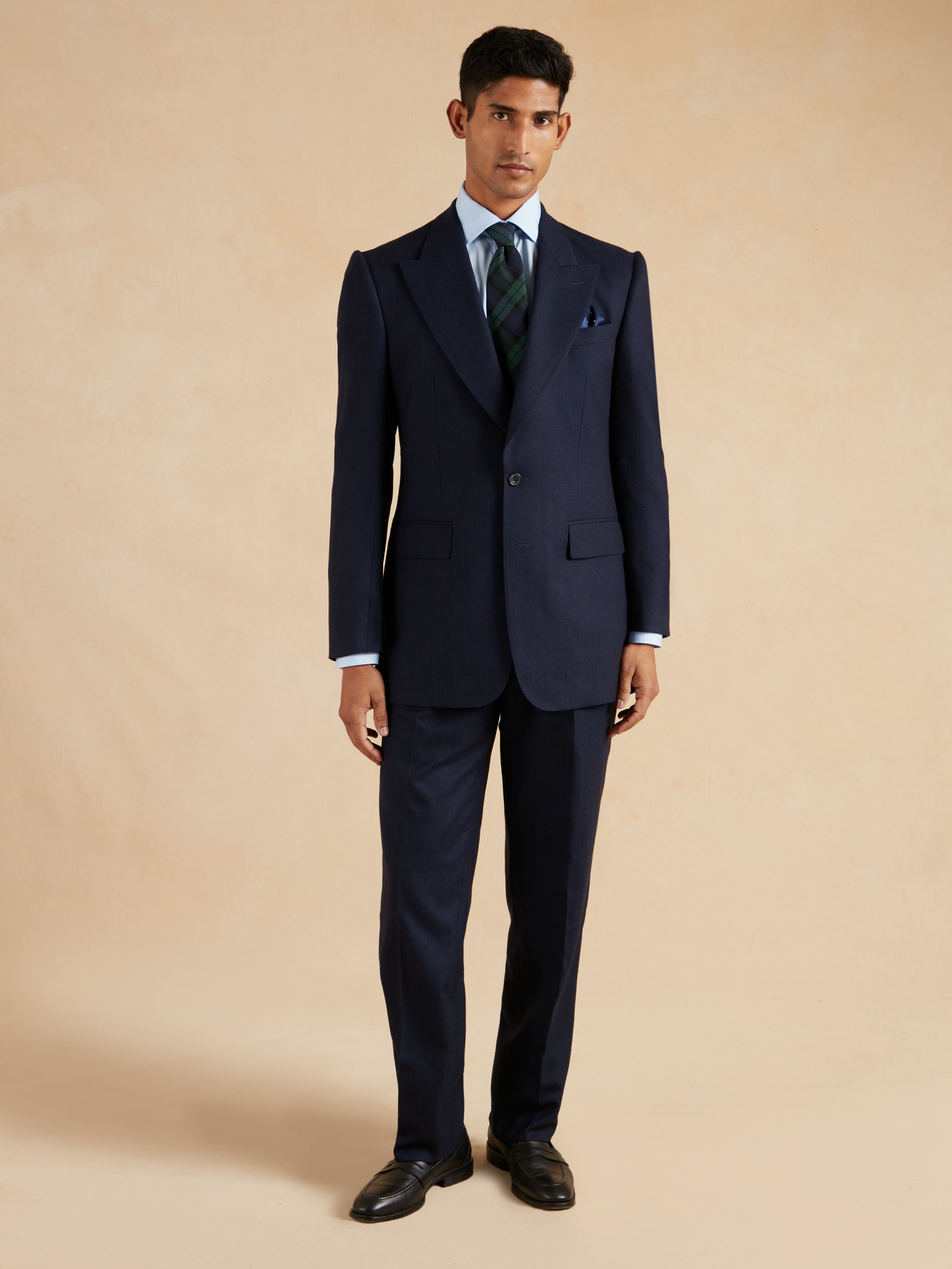 Single Breasted Clarence Suit - Navy Check