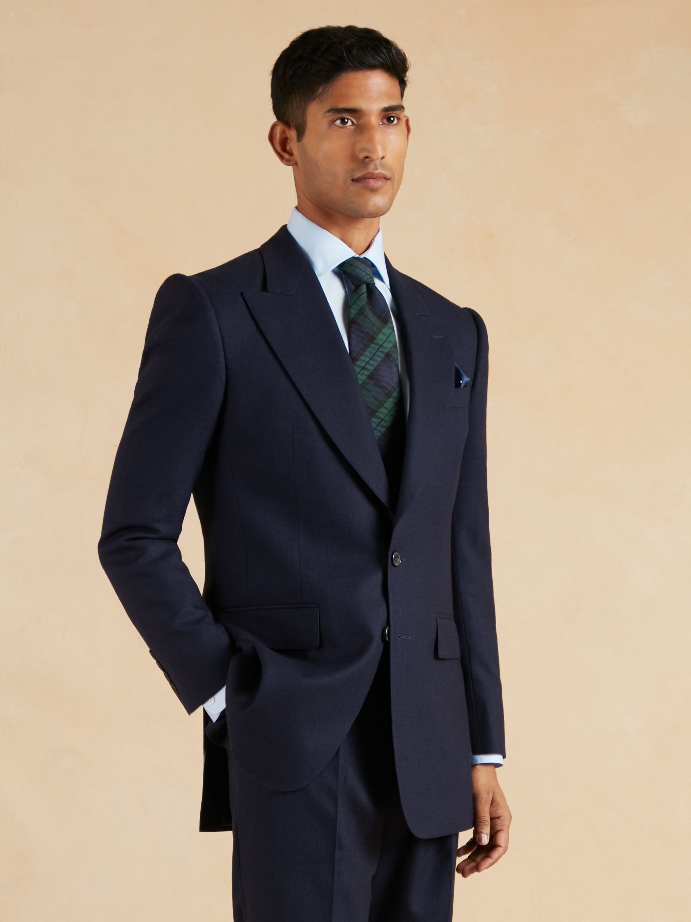 Single Breasted Clarence Suit - Navy Check