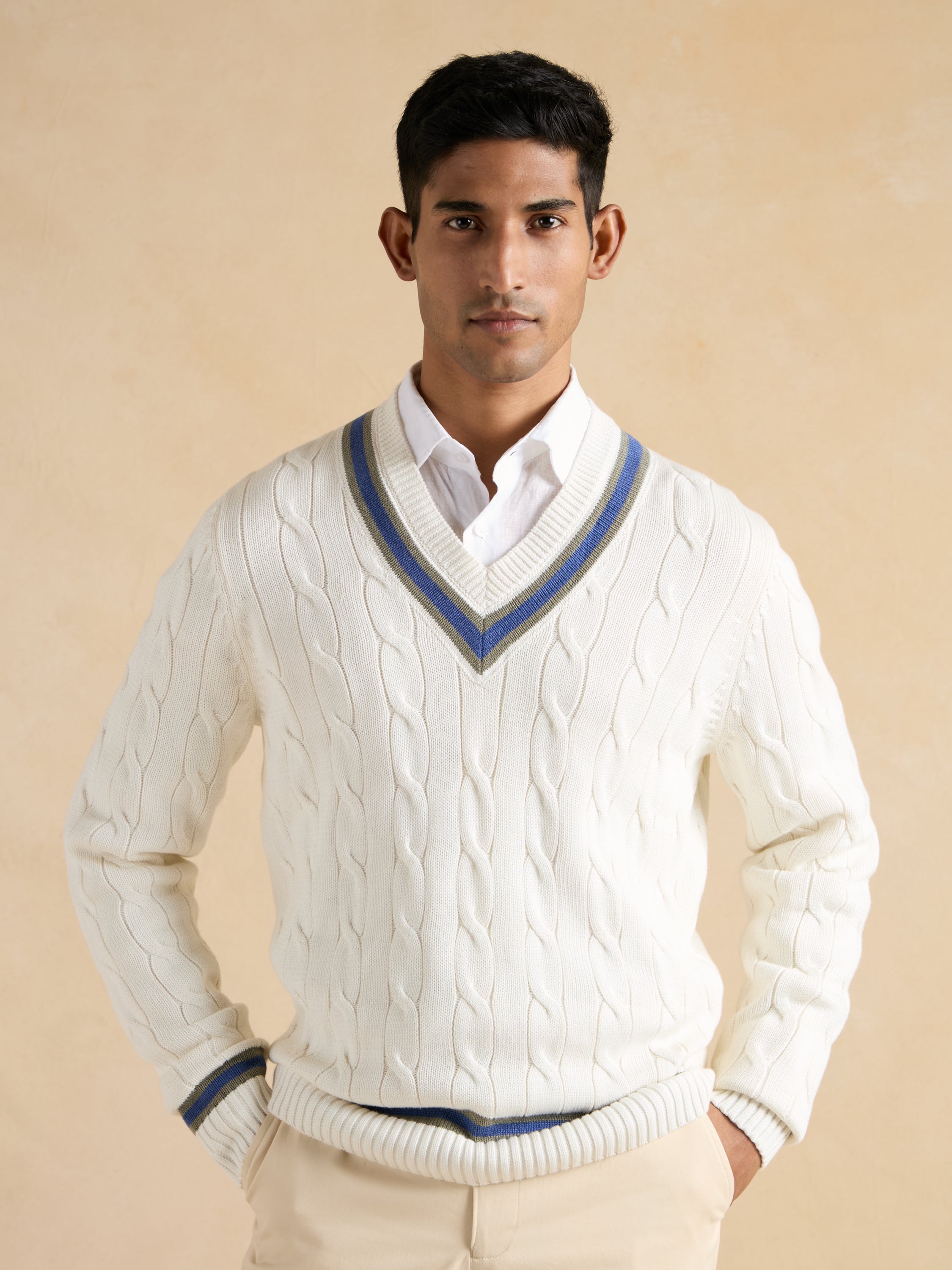 Cricket Jumper - Ecru / Green