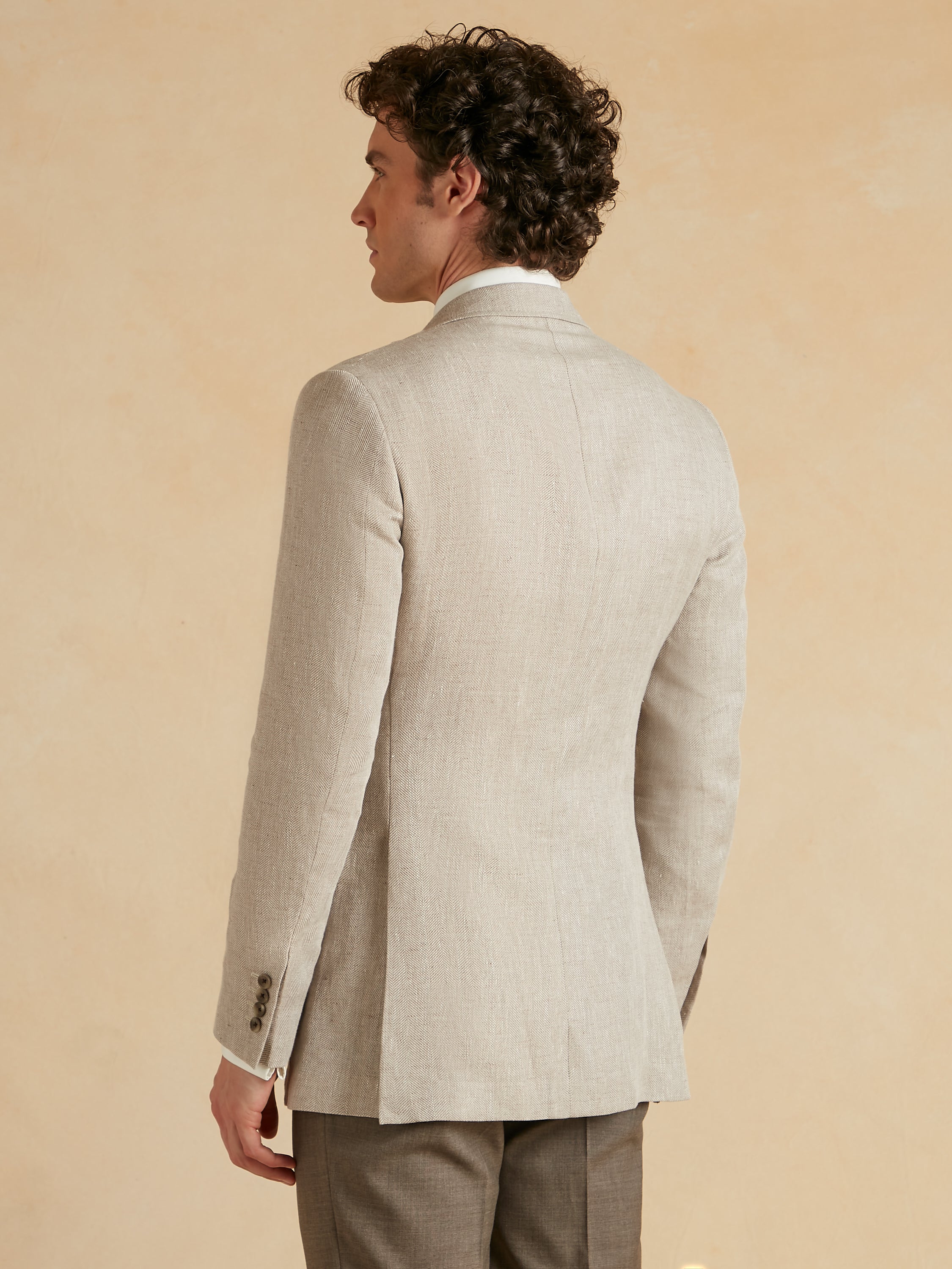 Deconstructed Jacket Linen and Wool Herringbone - Natural