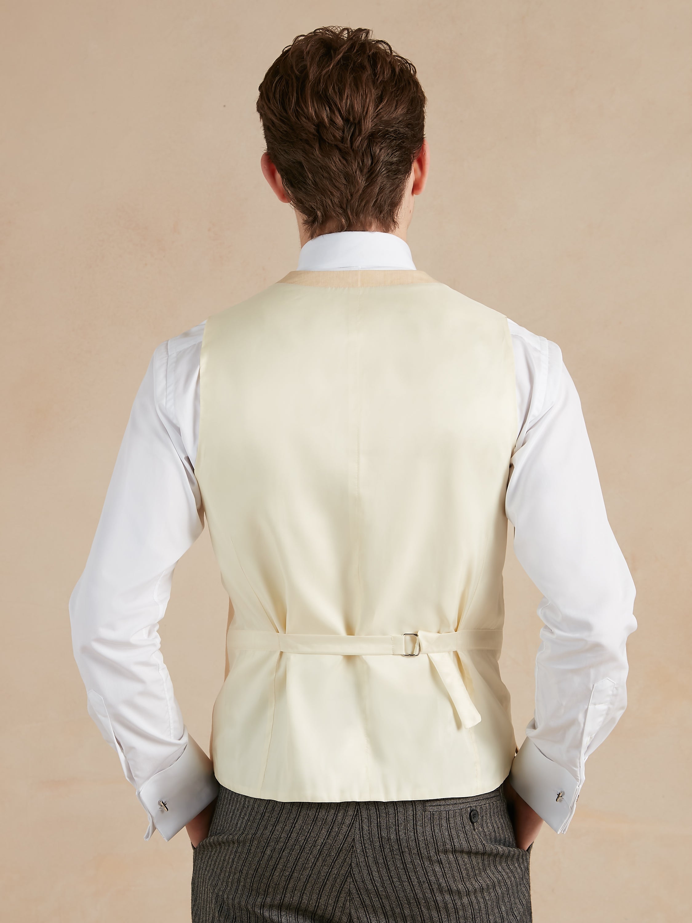 Double Breasted Linen Waistcoat - Beige