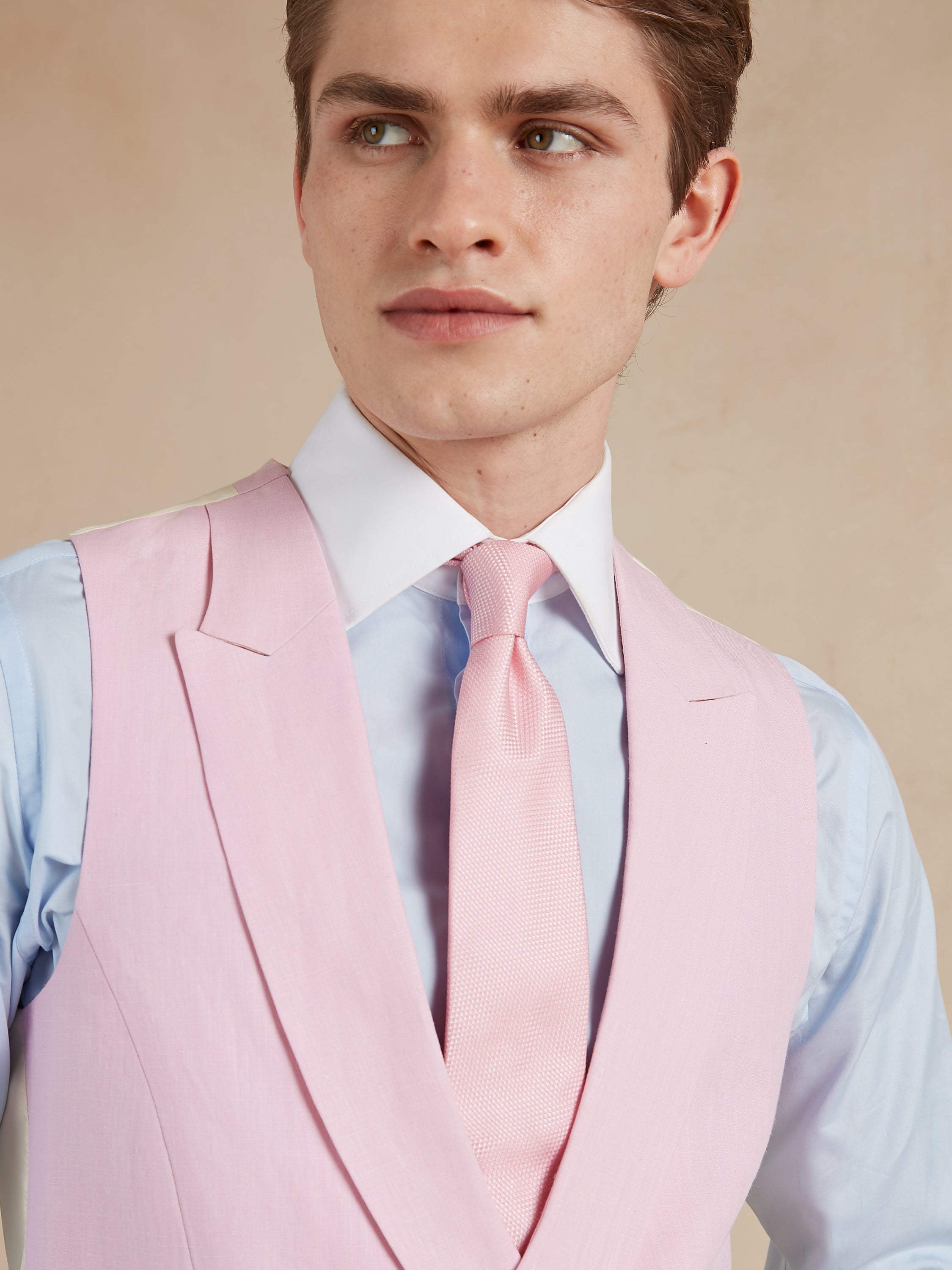 Double Breasted Linen Waistcoat - Pink