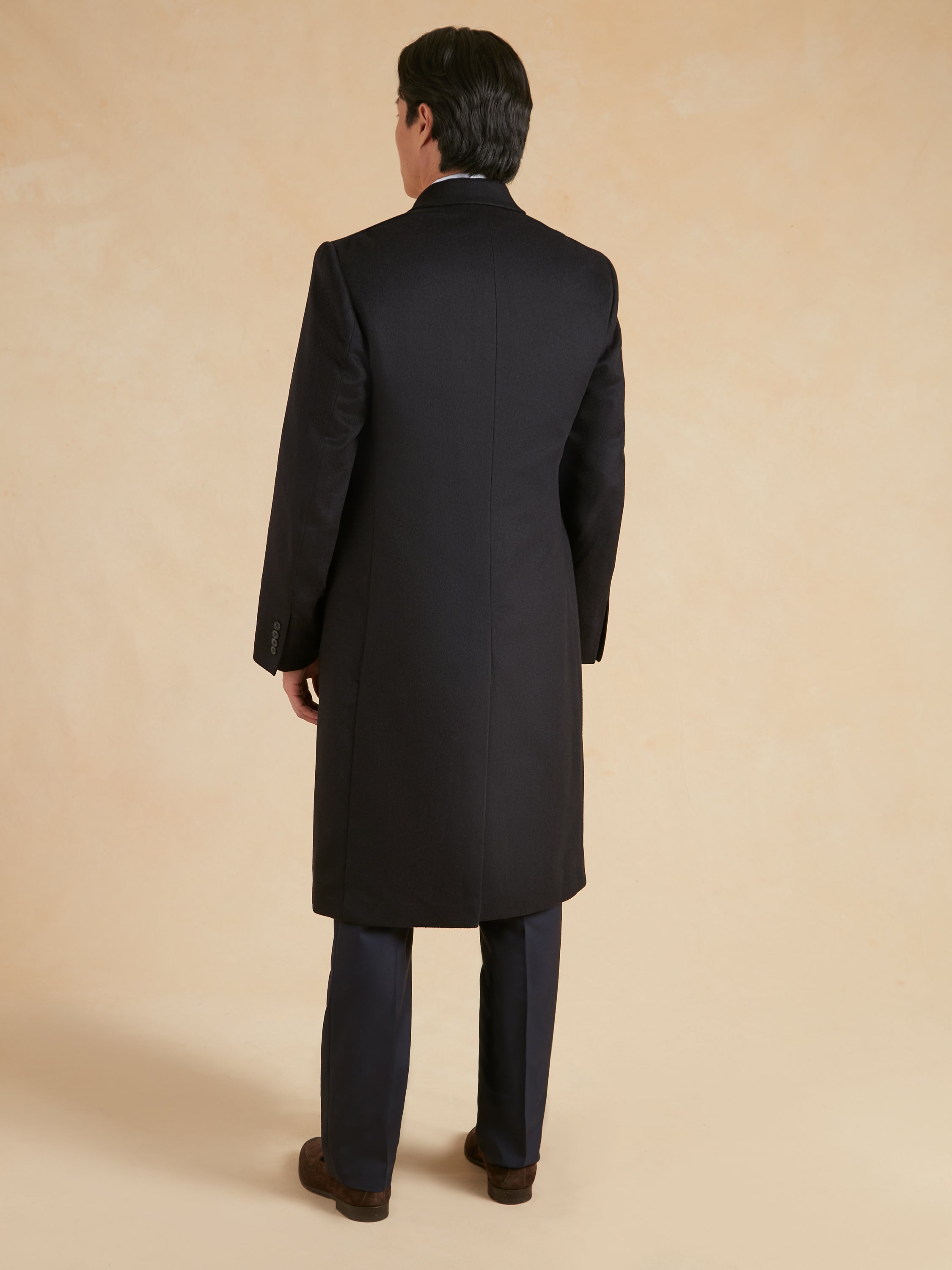 Double Breasted Overcoat Cashmere Blend - Navy
