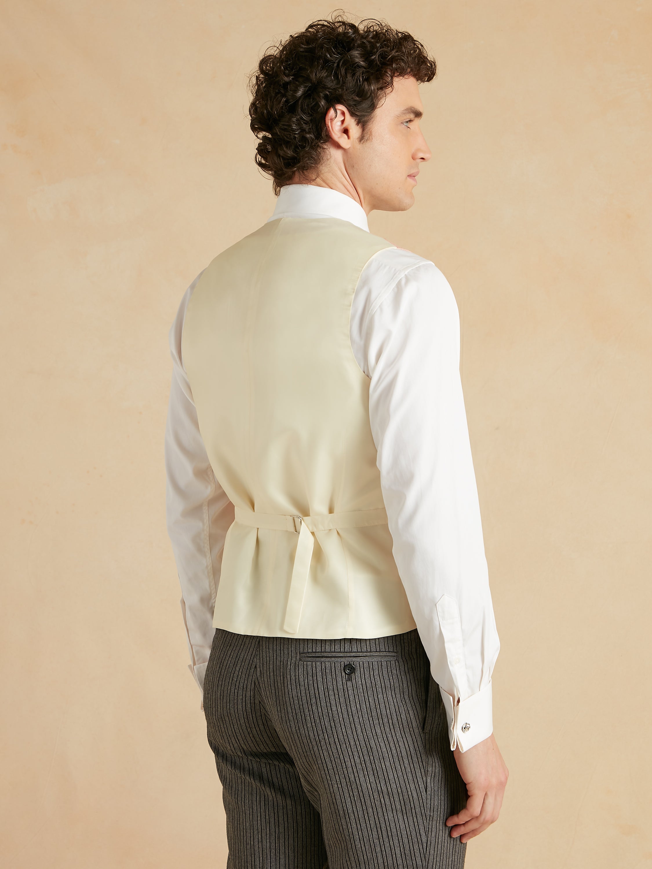 Double Breasted Waistcoat Silk Herringbone - Coral Pink