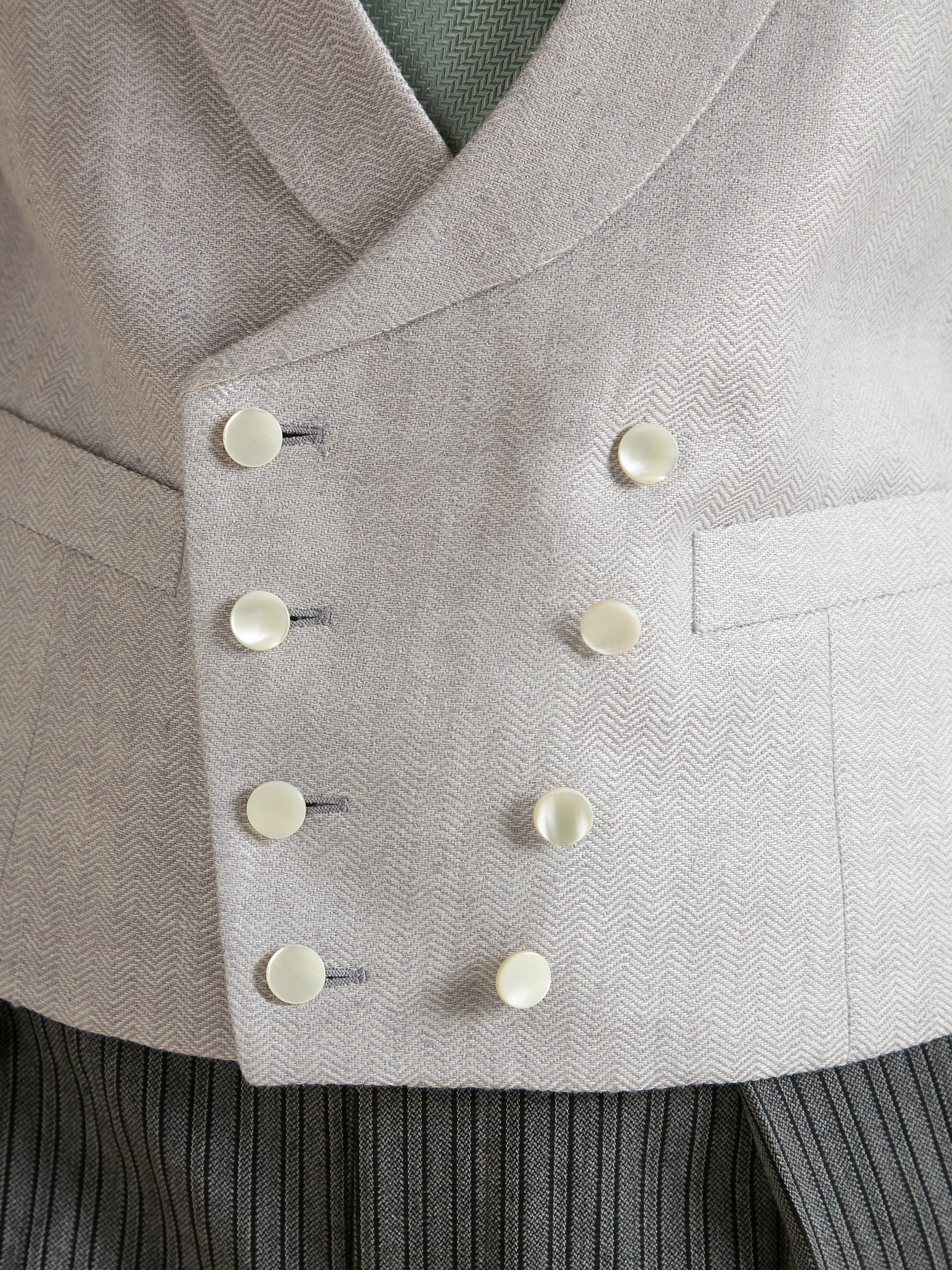 Double Breasted Waistcoat Silk Herringbone - Lilac