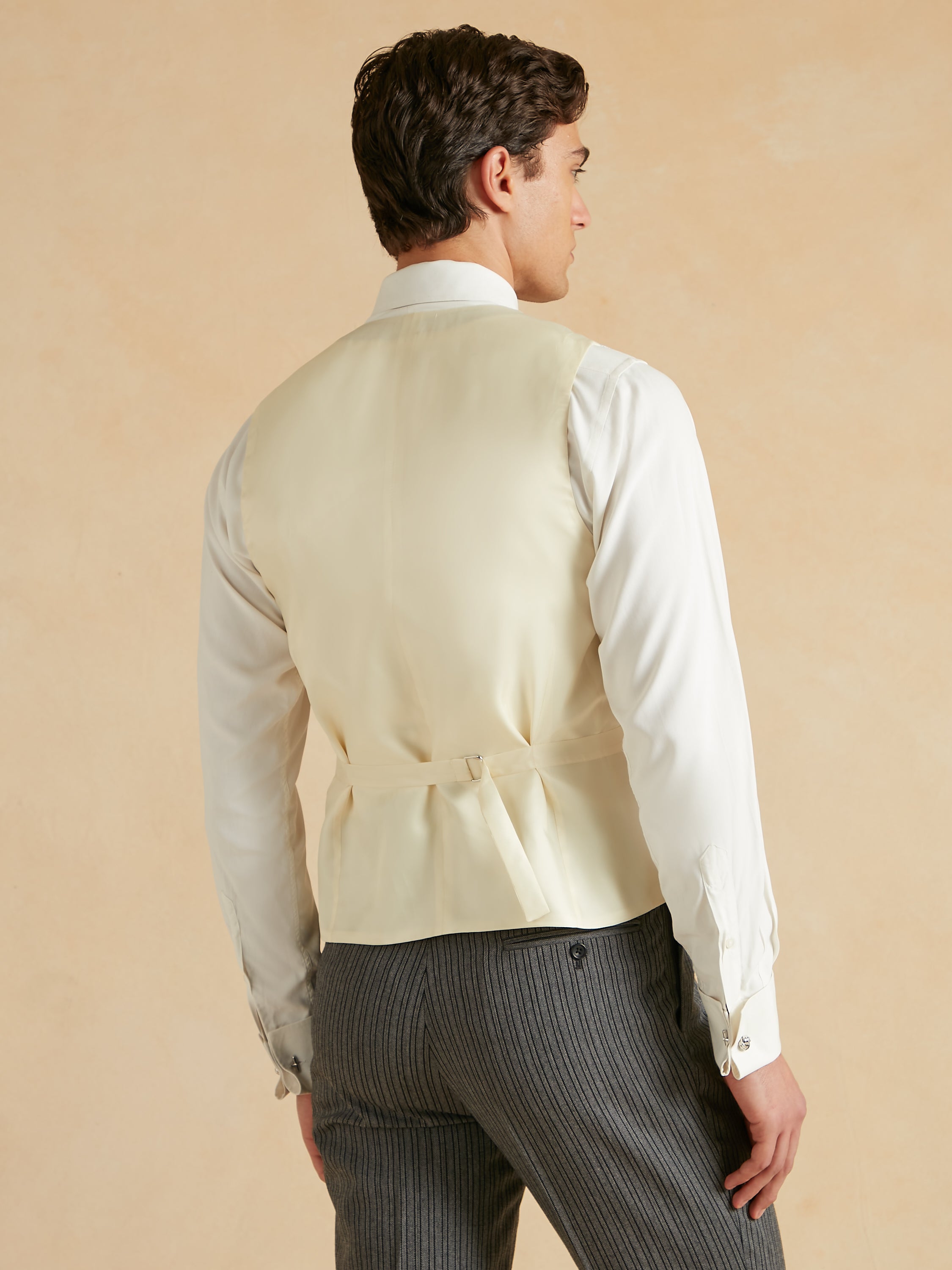 Double Breasted Waistcoat Silk Herringbone - Lilac