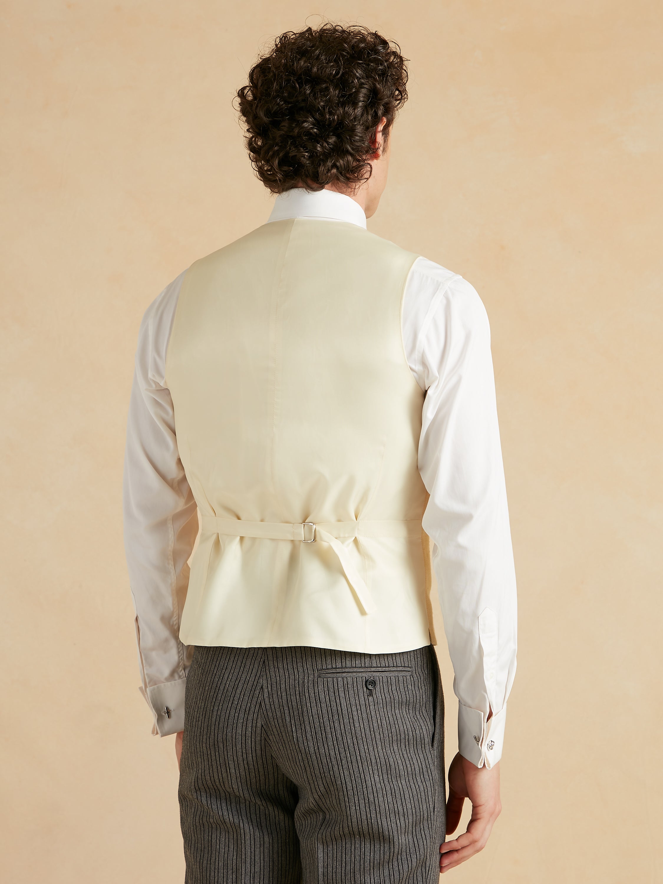 Double Breasted Waistcoat Silk Herringbone - Sunflower Yellow