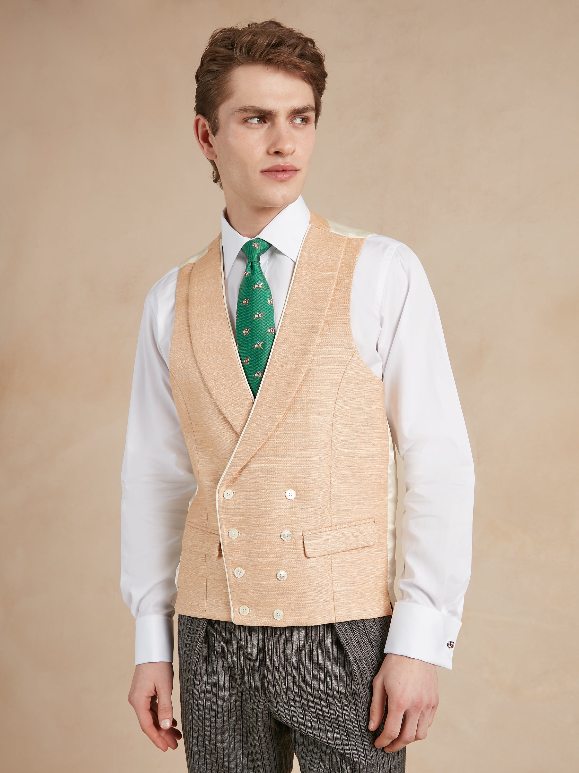 Double Breasted Waistcoat Woven Silk - Blossom