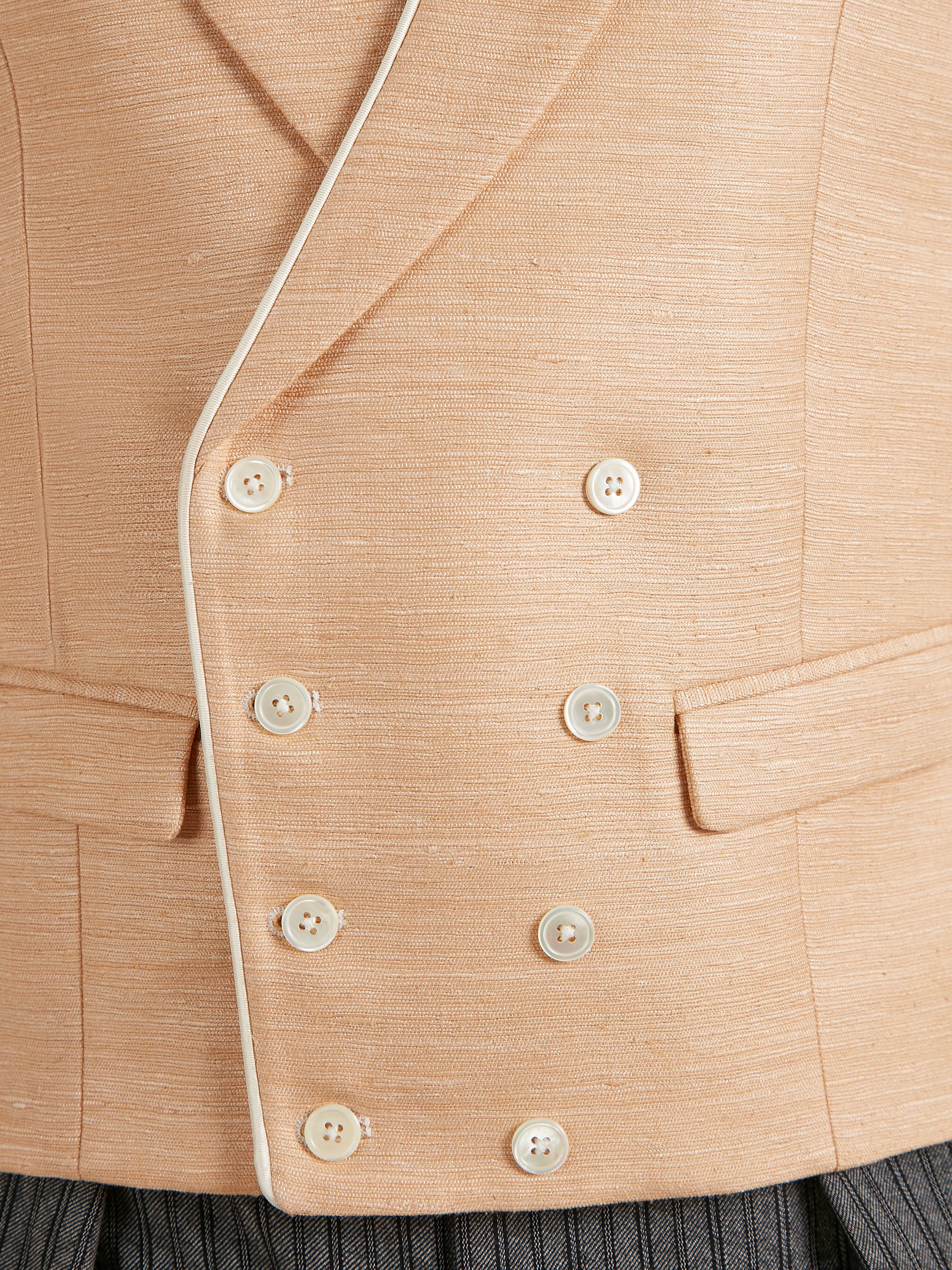 Double Breasted Waistcoat Woven Silk - Blossom (Extended Sizing)